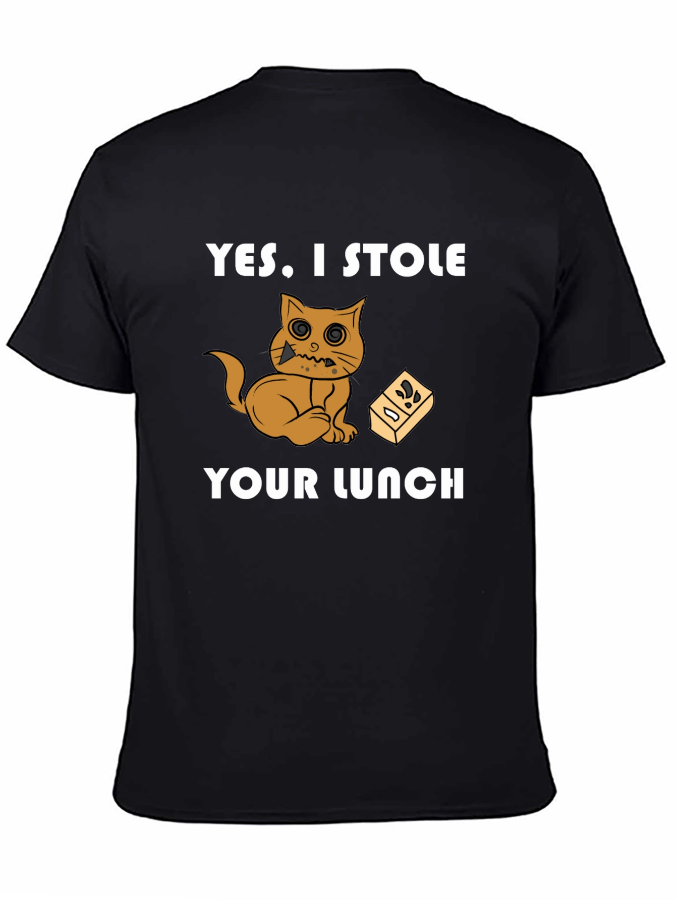 Black Cat Stole Lunch Graphic T-Shirt view 4