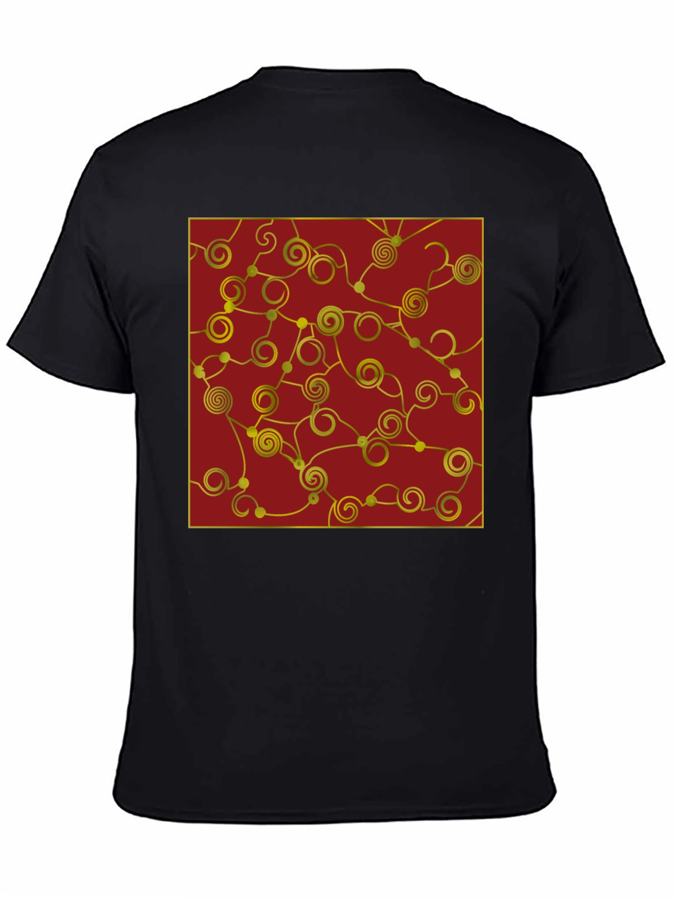 Black Stylish Black T-Shirt with Gold Swirl Graphic view 4