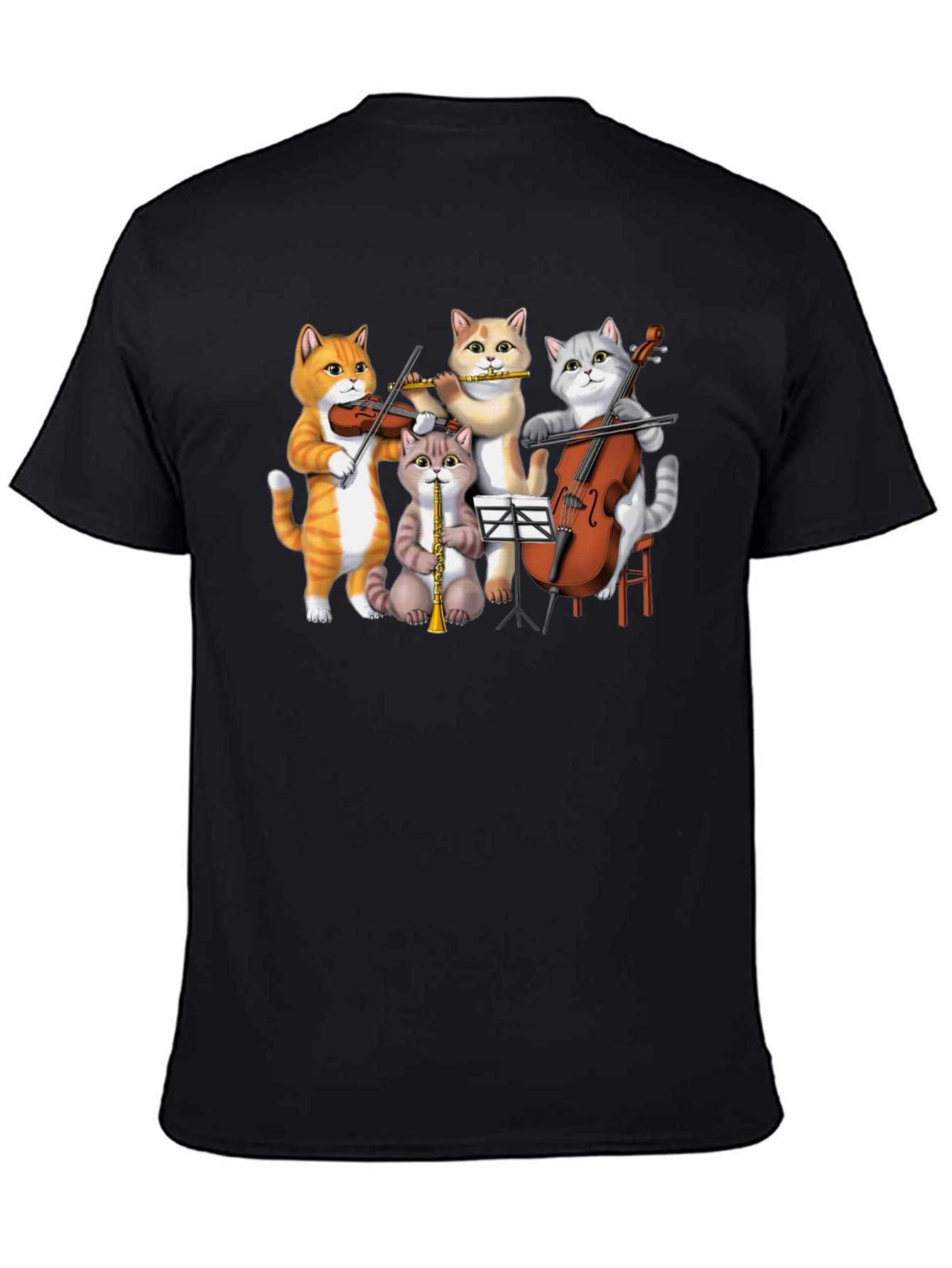 Black Cat Orchestra T-Shirt: Musical Felines Tee view 4