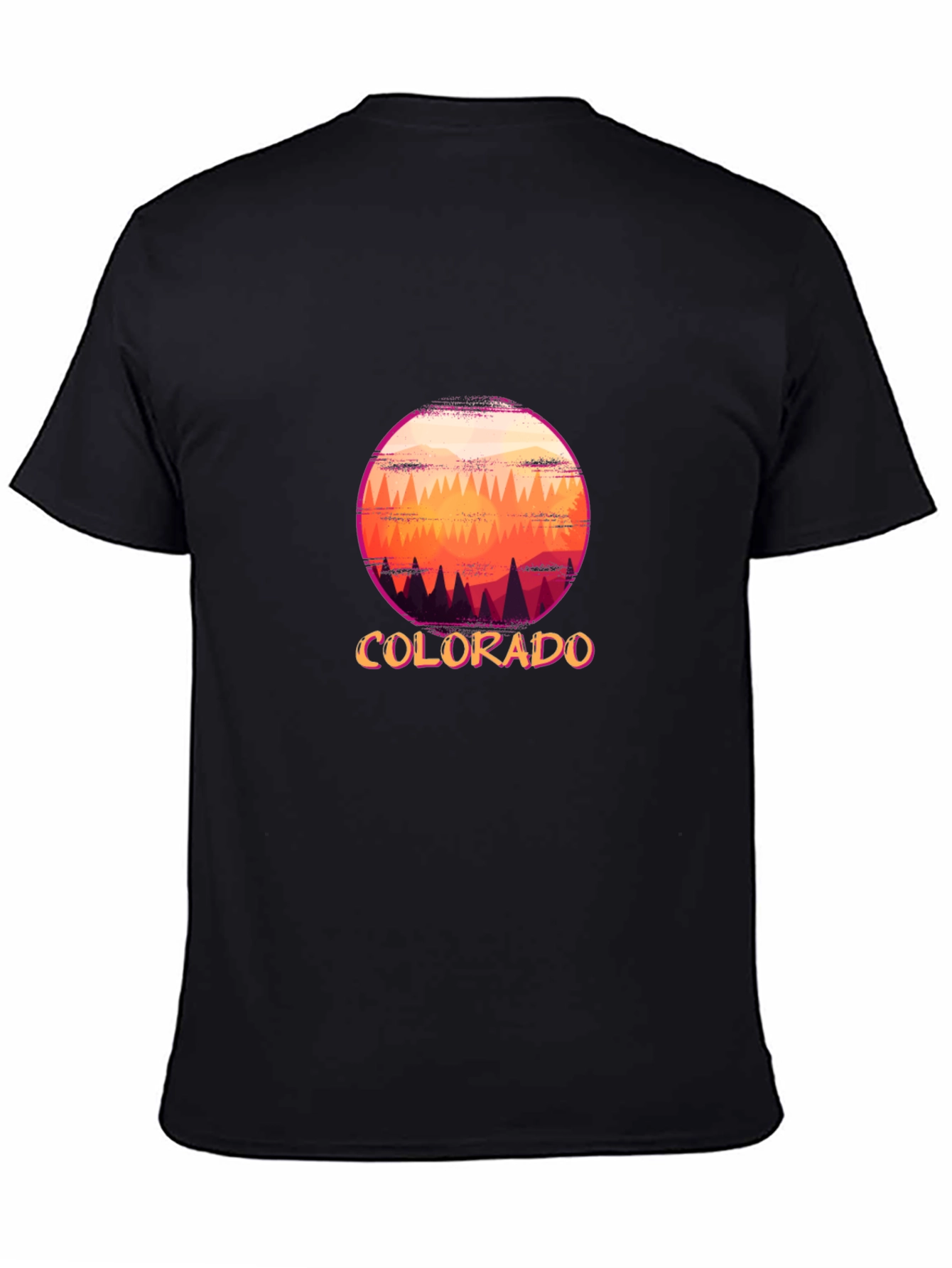 Black Colorado Scenic Graphic T-Shirt - Sunset Mountain Design view 4