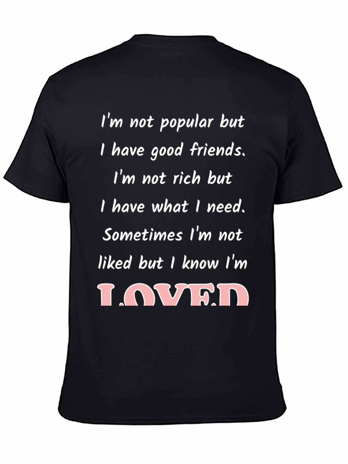 Black I'm Loved Graphic Tee - Positive Message T-Shirt view 4