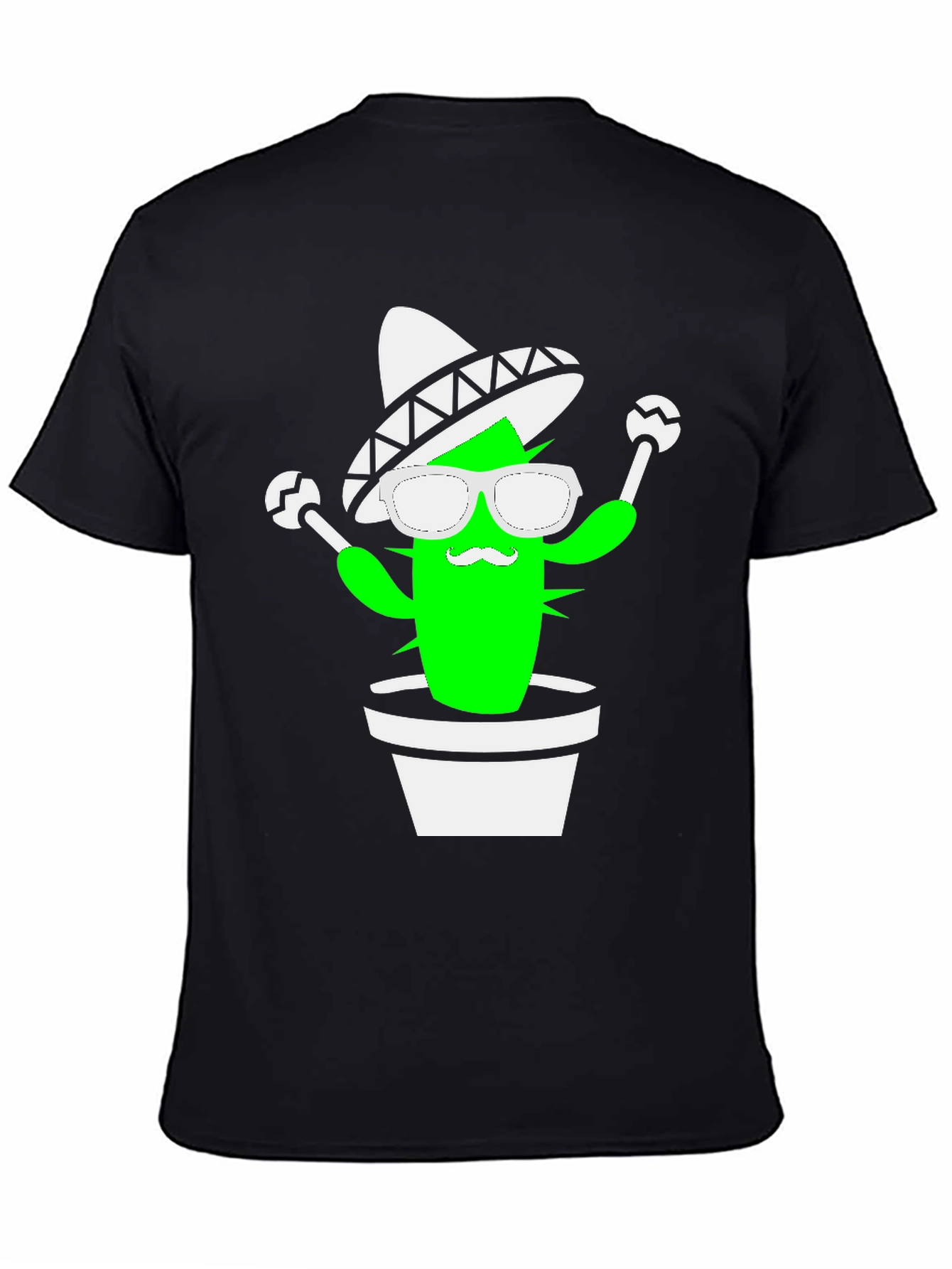 Black Cactus Fiesta Graphic Tee - Black Cotton Shirt view 4