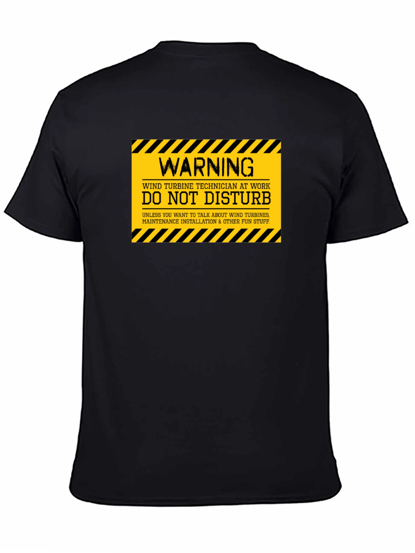 Black Wind Turbine Technician Warning T-Shirt view 4