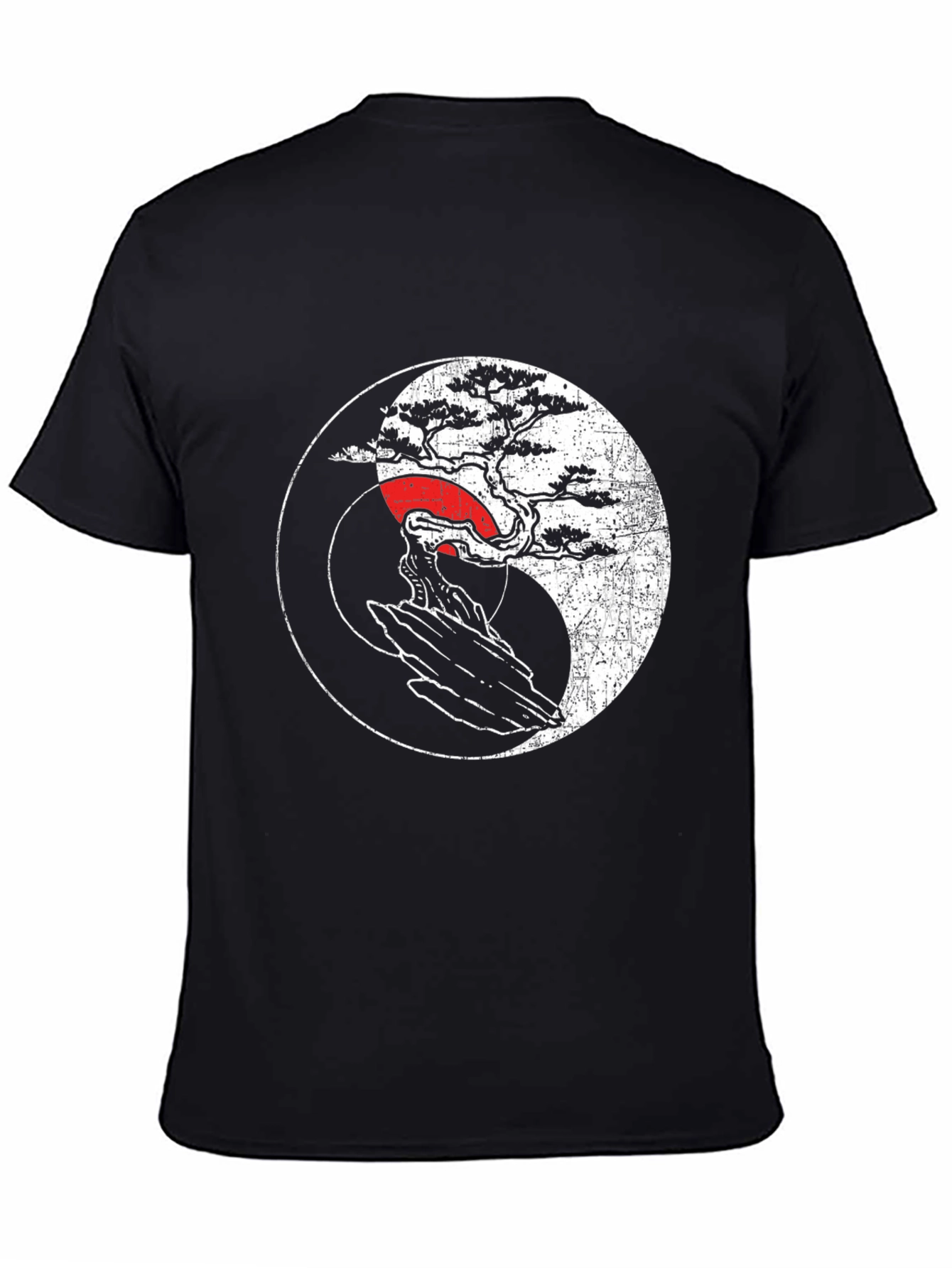Black Yin Yang Bonsai Tree Graphic Tee - Unisex view 4