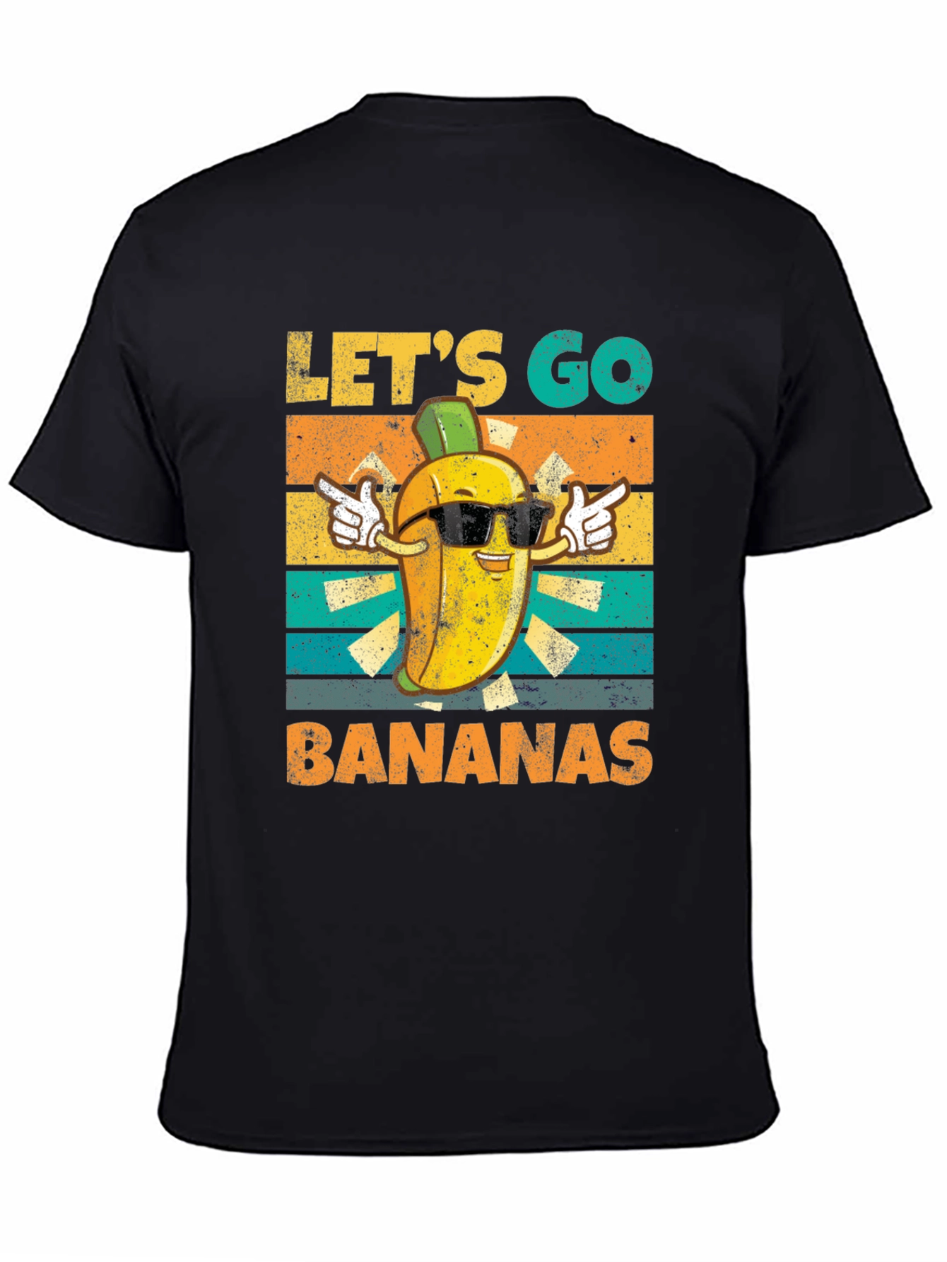 Black Let's Go Bananas T-Shirt, Funny Fruit Design view 4