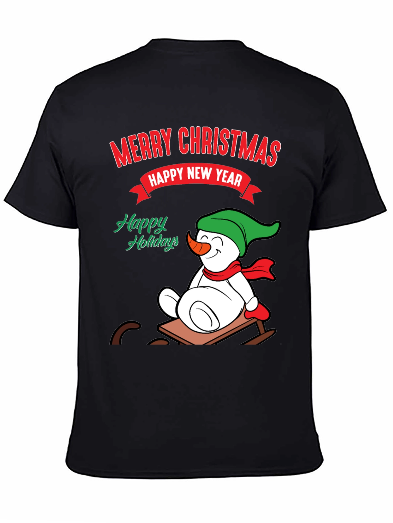 Black Festive Holiday T-Shirt: Merry Christmas & Happy New Year view 4