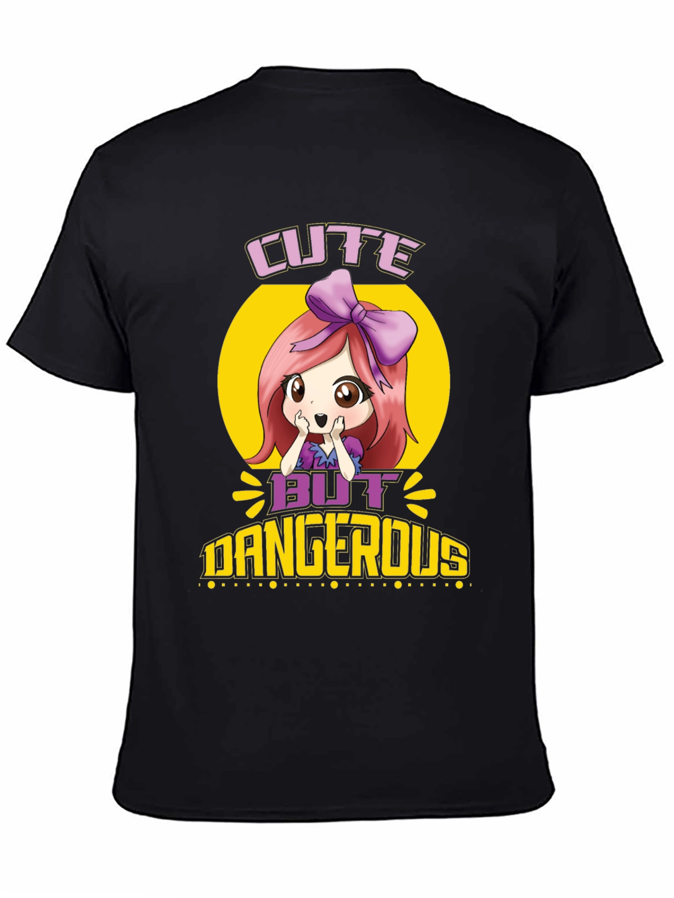 Black Cute But Dangerous Anime T-Shirt view 4