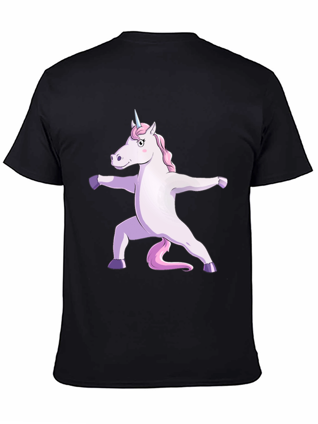 Black Yoga Unicorn Graphic Tee - Black Cotton T-Shirt view 4