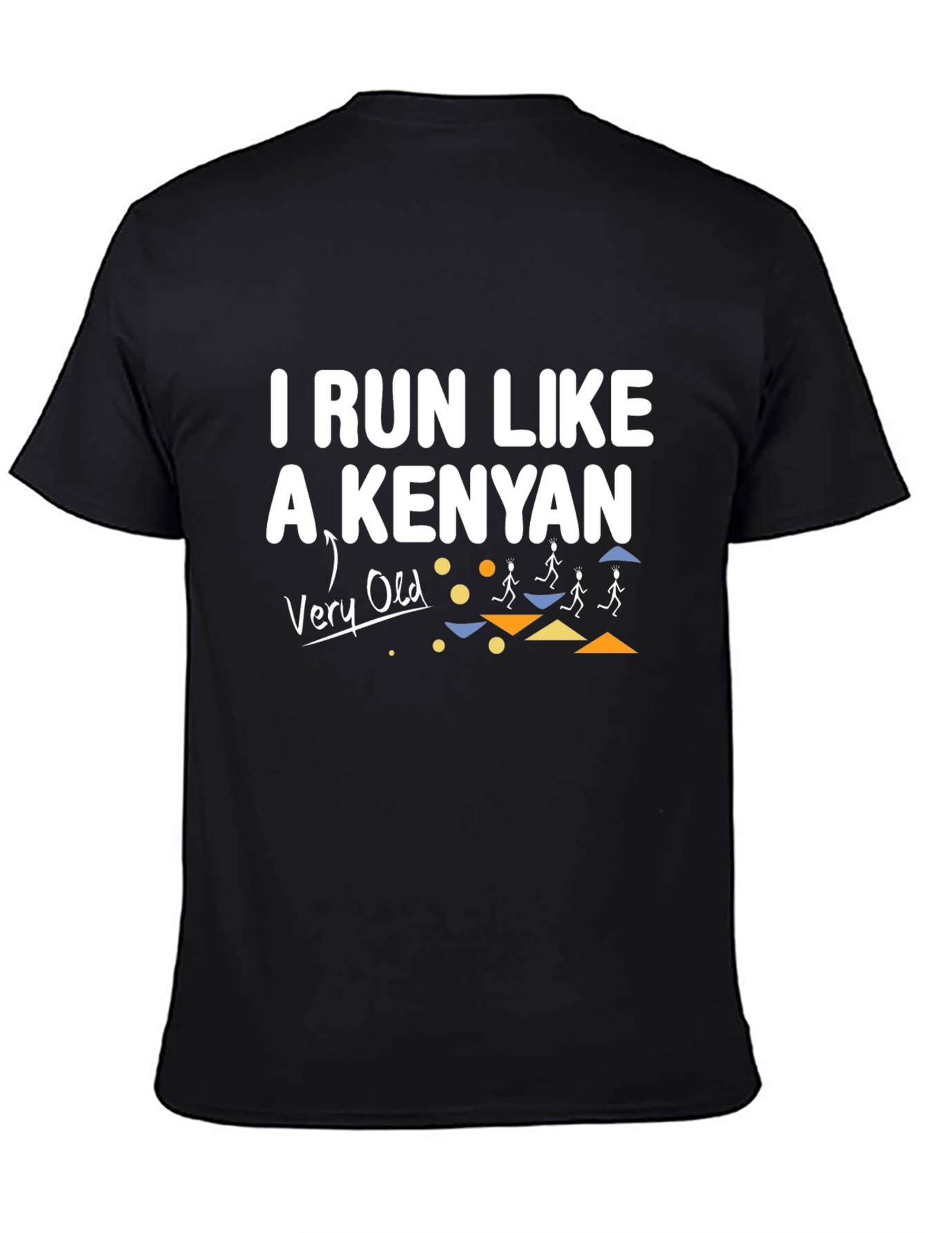 Black Funny Running T-Shirt - "I Run Like A Kenyan (Very Old)" view 4