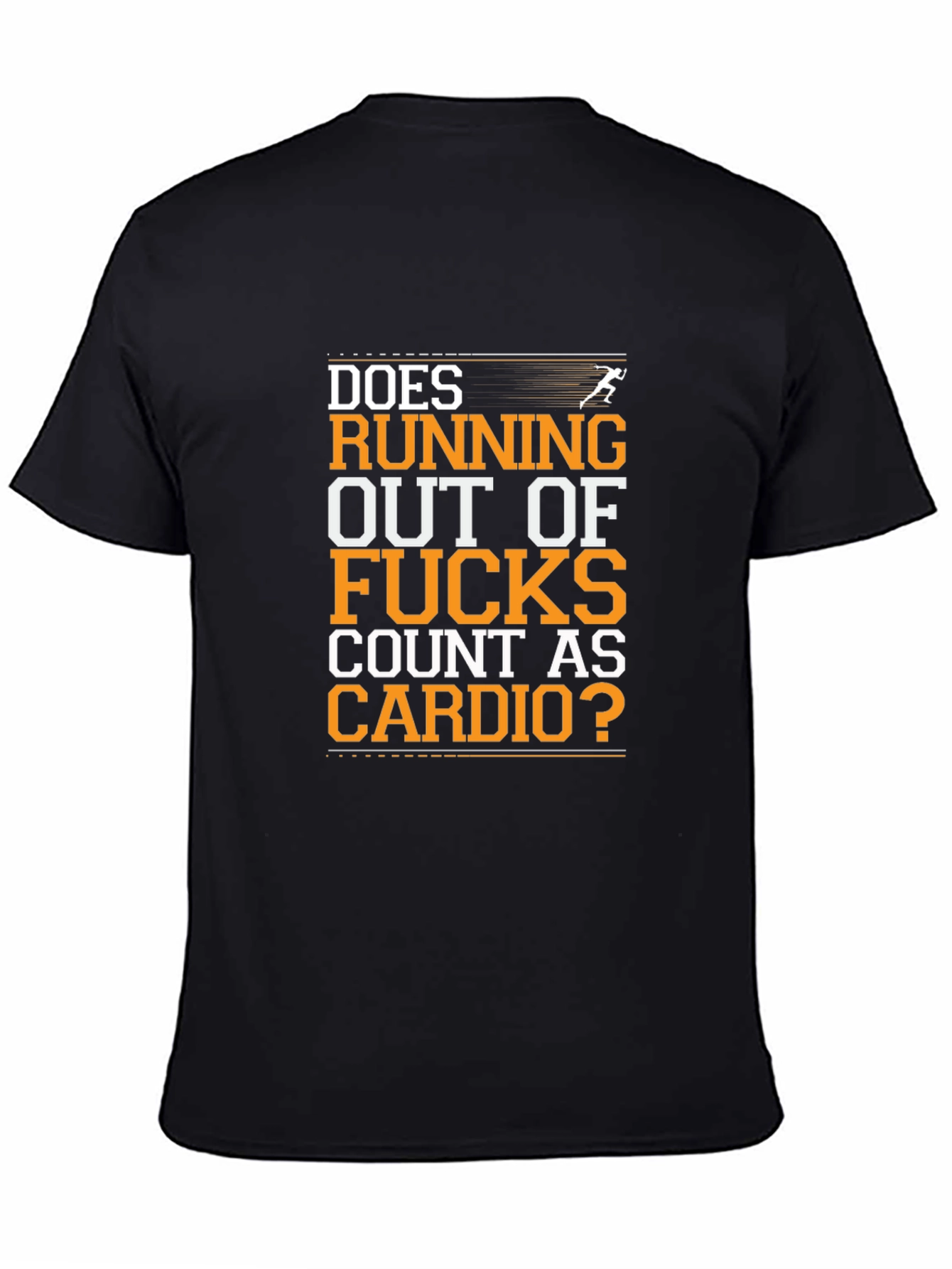 Black Funny Cardio Workout T-Shirt - Running Out Of F*cks view 4