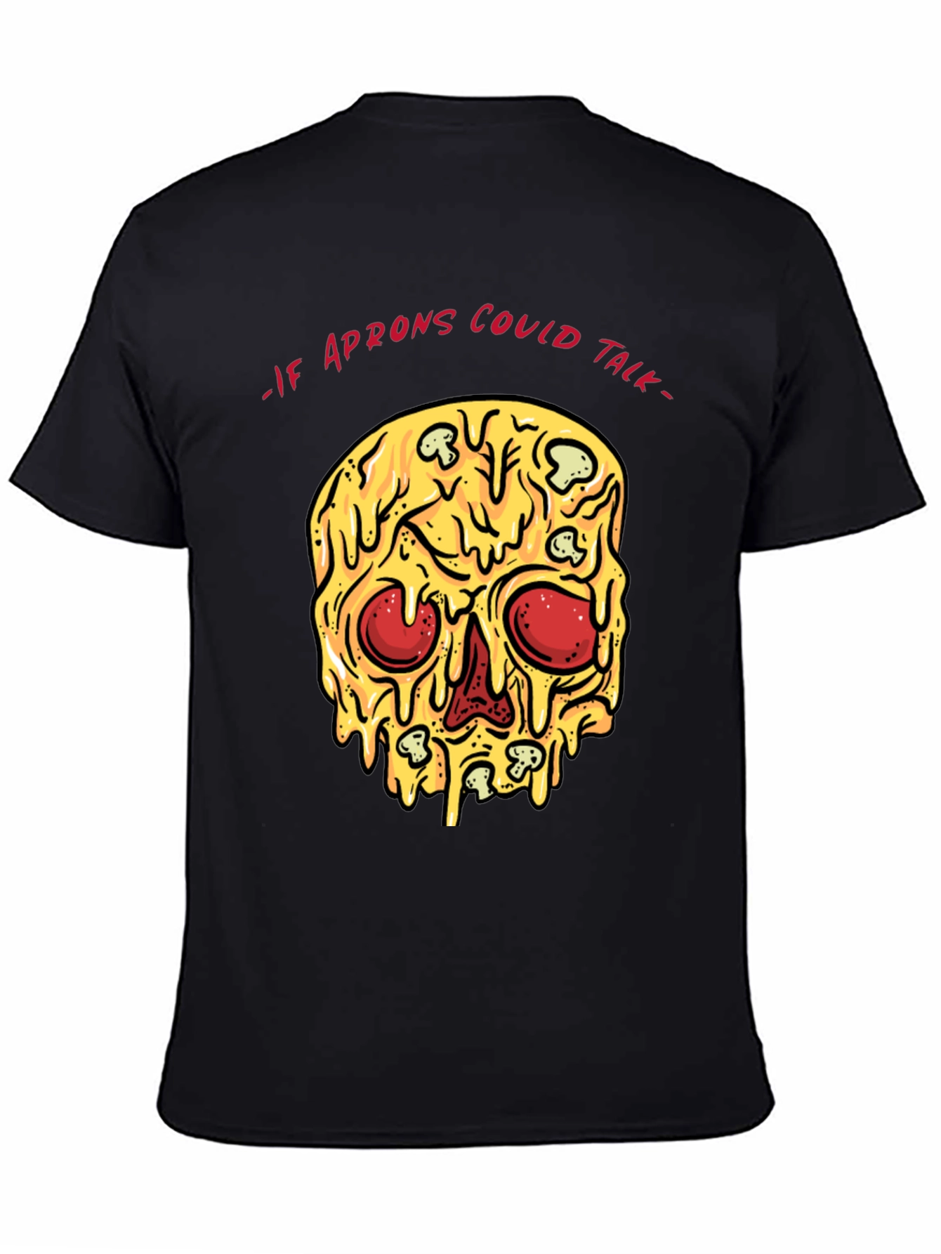 Black Pizza Skull T-Shirt - If Aprons Could Talk view 4