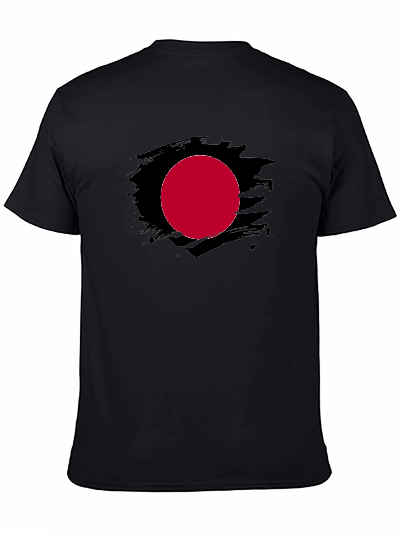 Black Black T-Shirt with Red Circle Design view 4
