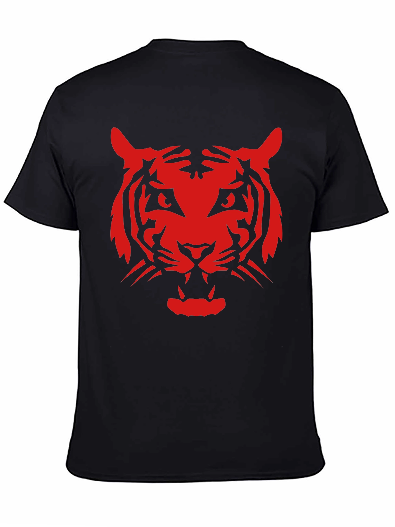 Black Bold Red Tiger Graphic Black T-Shirt view 4