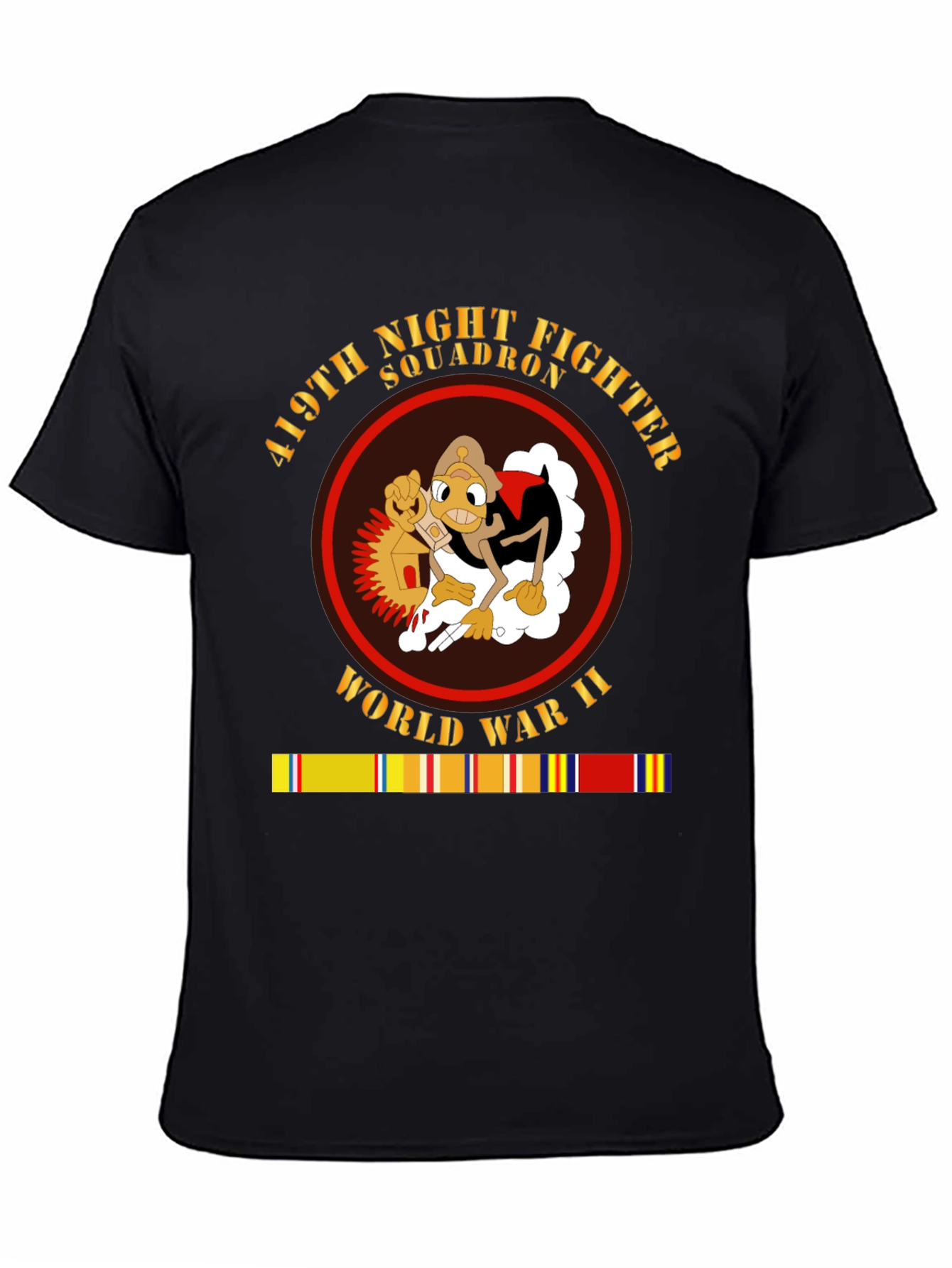 Black 419th Night Fighter Squadron WWII T-Shirt view 4