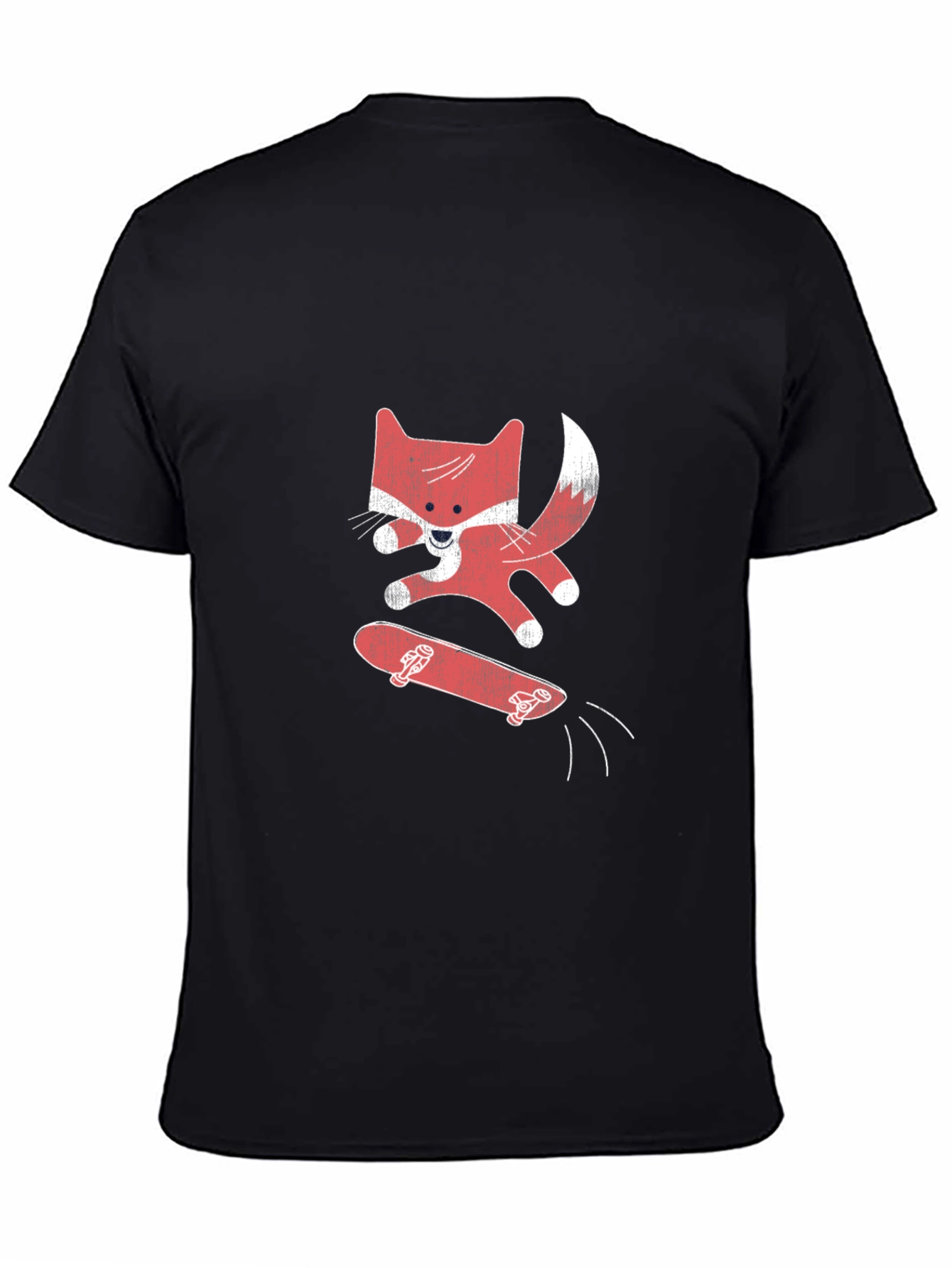 Black Skateboarding Fox Graphic Tee - Black Cotton Shirt view 4