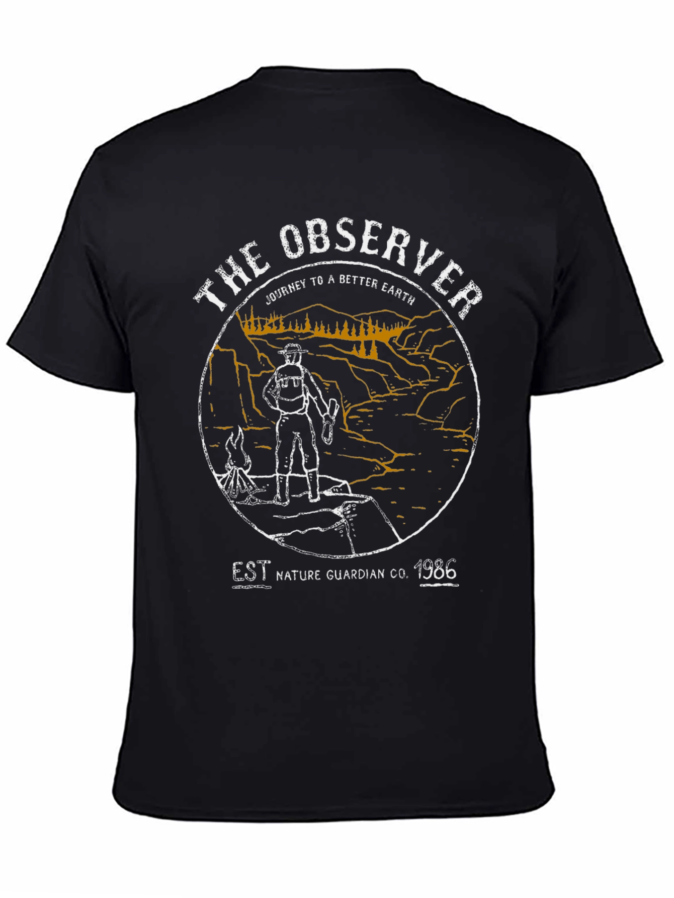 Black The Observer Nature Guardian Graphic T-Shirt view 4