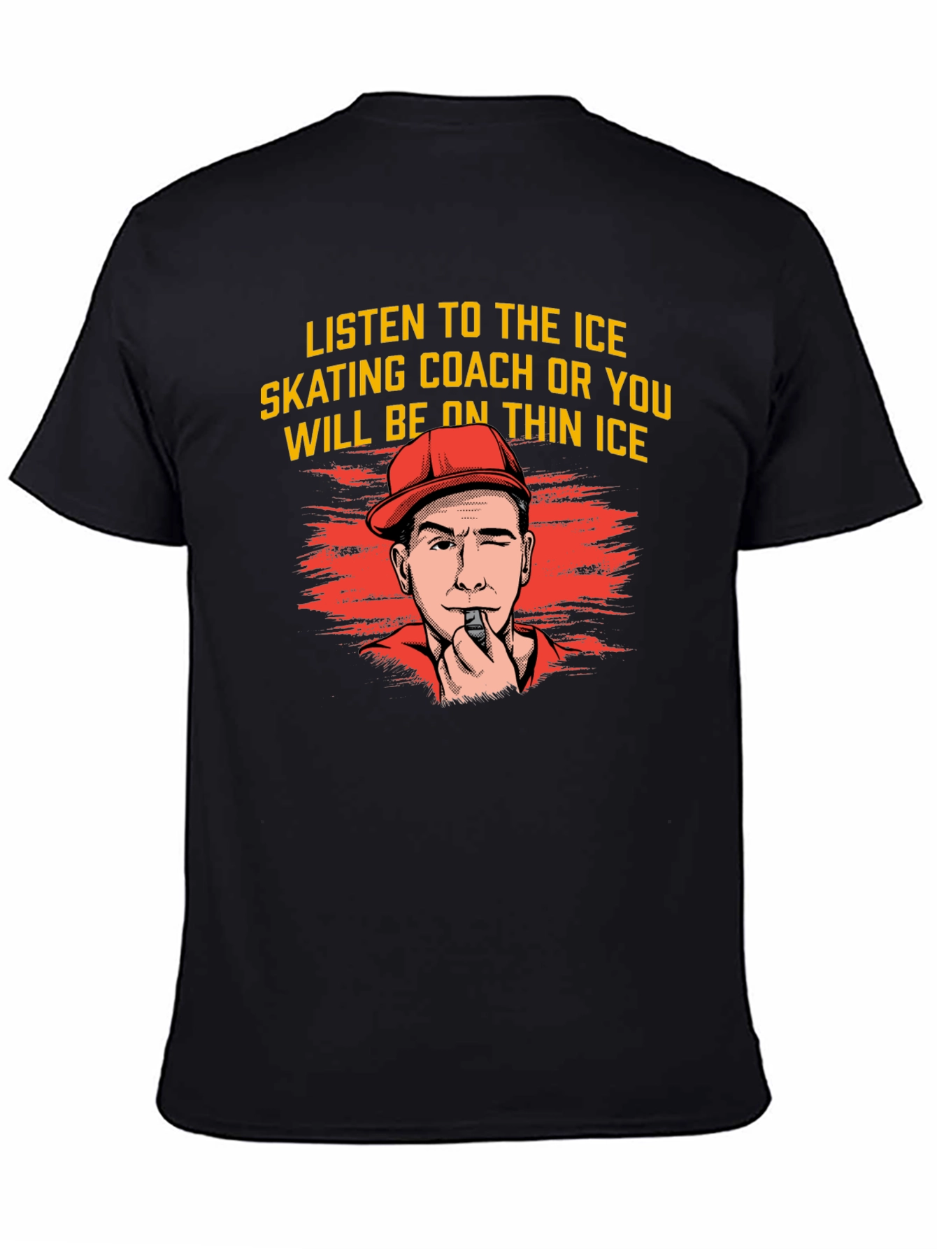 Black Listen To Ice Skating Coach Black Graphic Tee view 4
