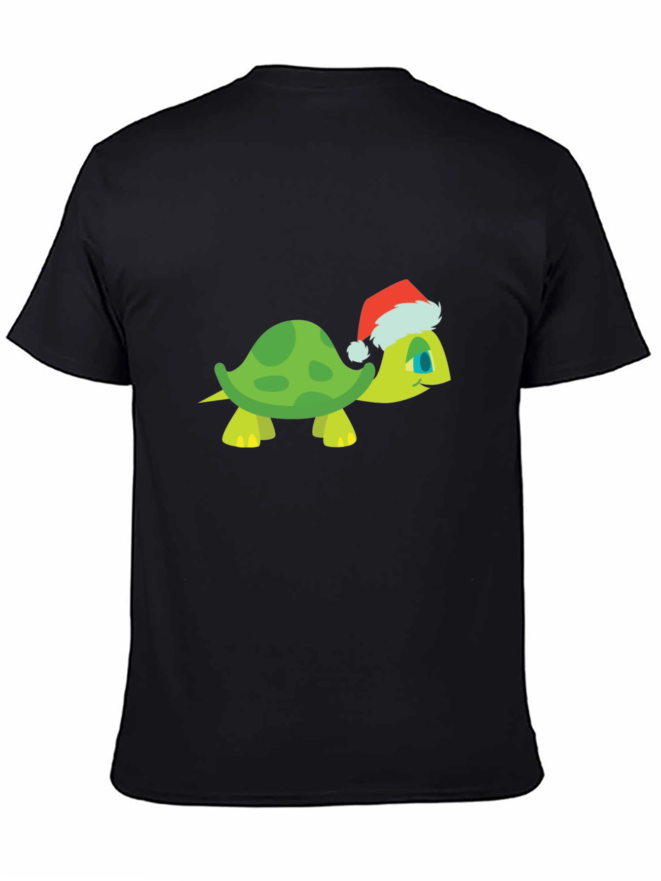 Black Turtle Santa Hat Black T-Shirt view 4