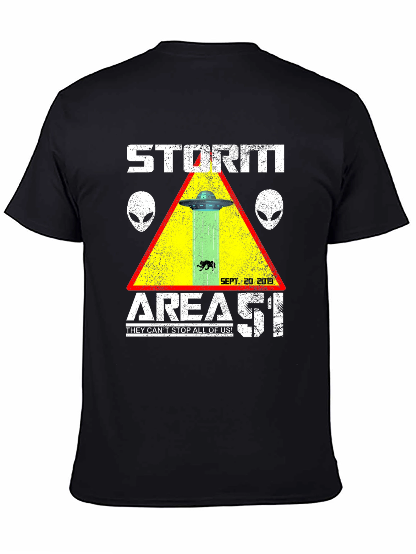 Black Storm Area 51 T-Shirt Alien UFO Graphic Tee view 4