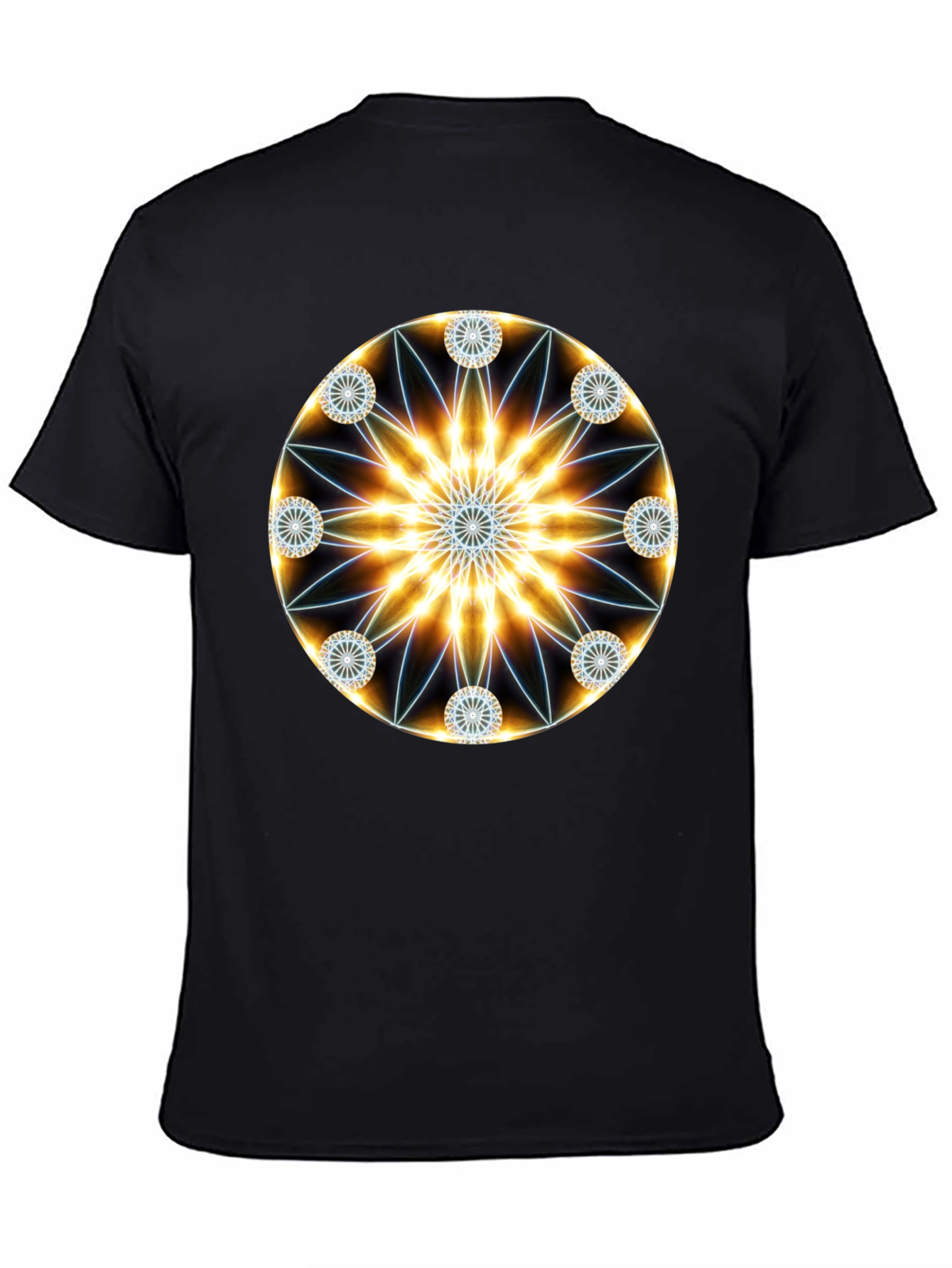 Black Geometric Mandala Black T-Shirt view 4