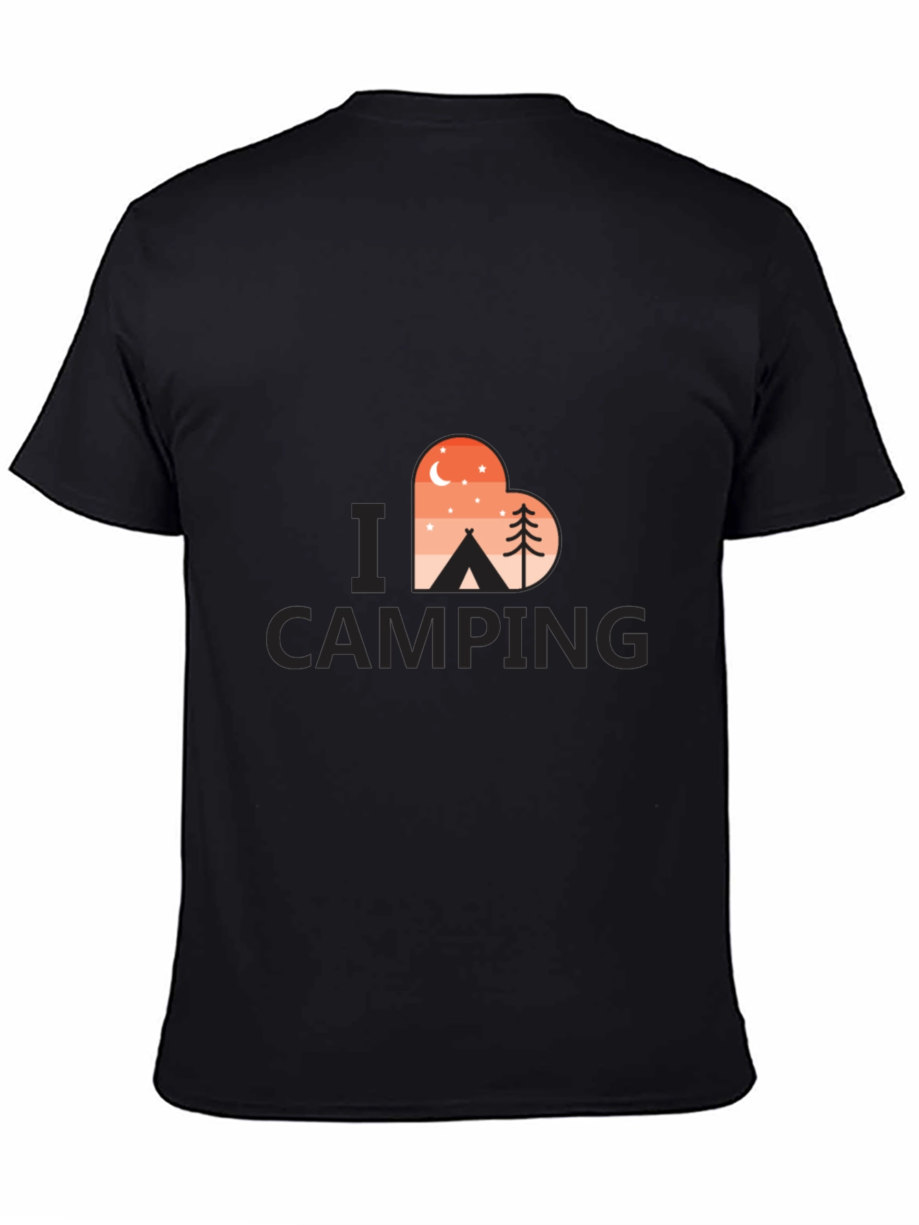 Black Camping Lover T-Shirt - Heart Design view 4