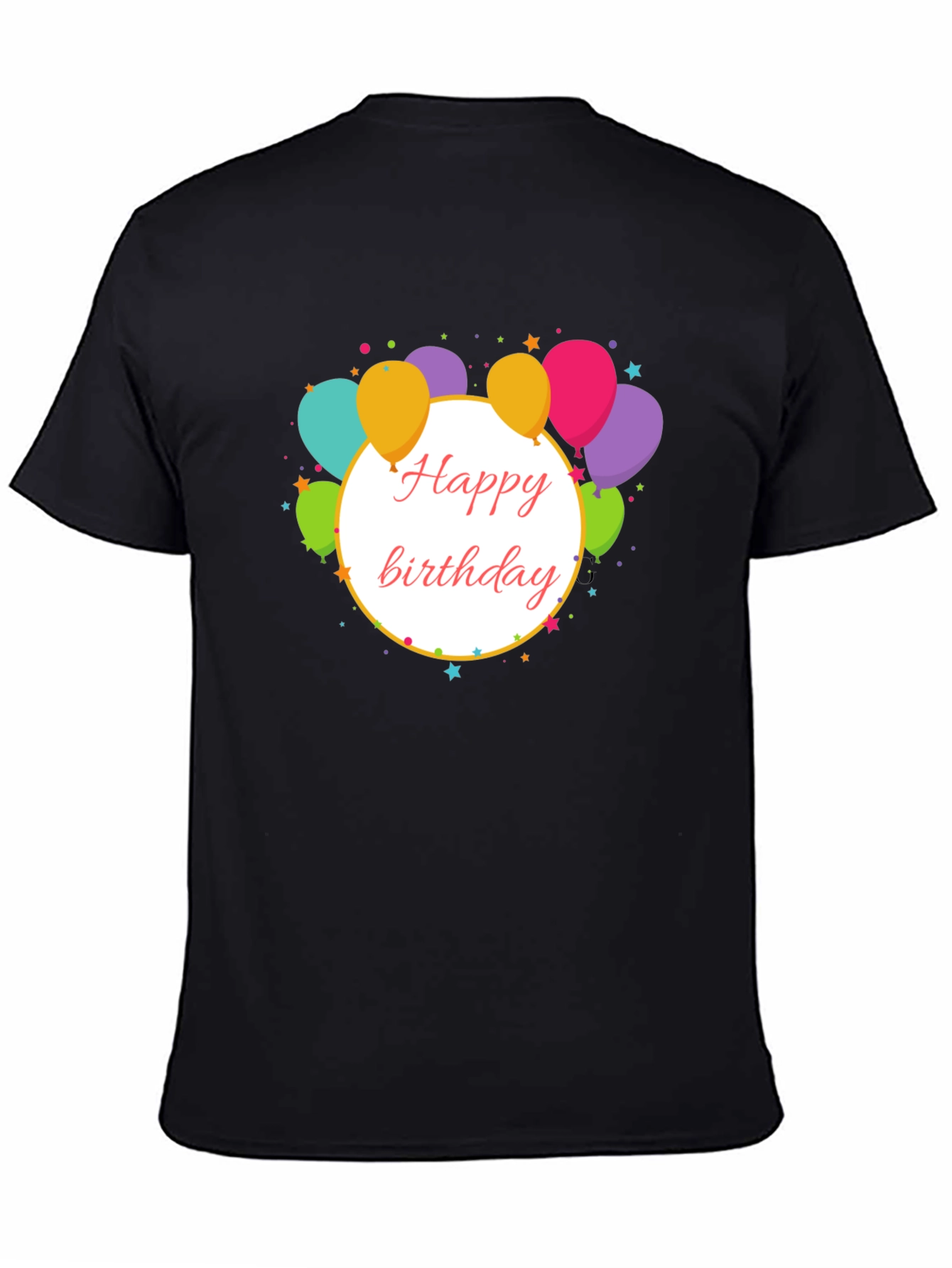 Black Happy Birthday Balloon Graphic Tee view 4
