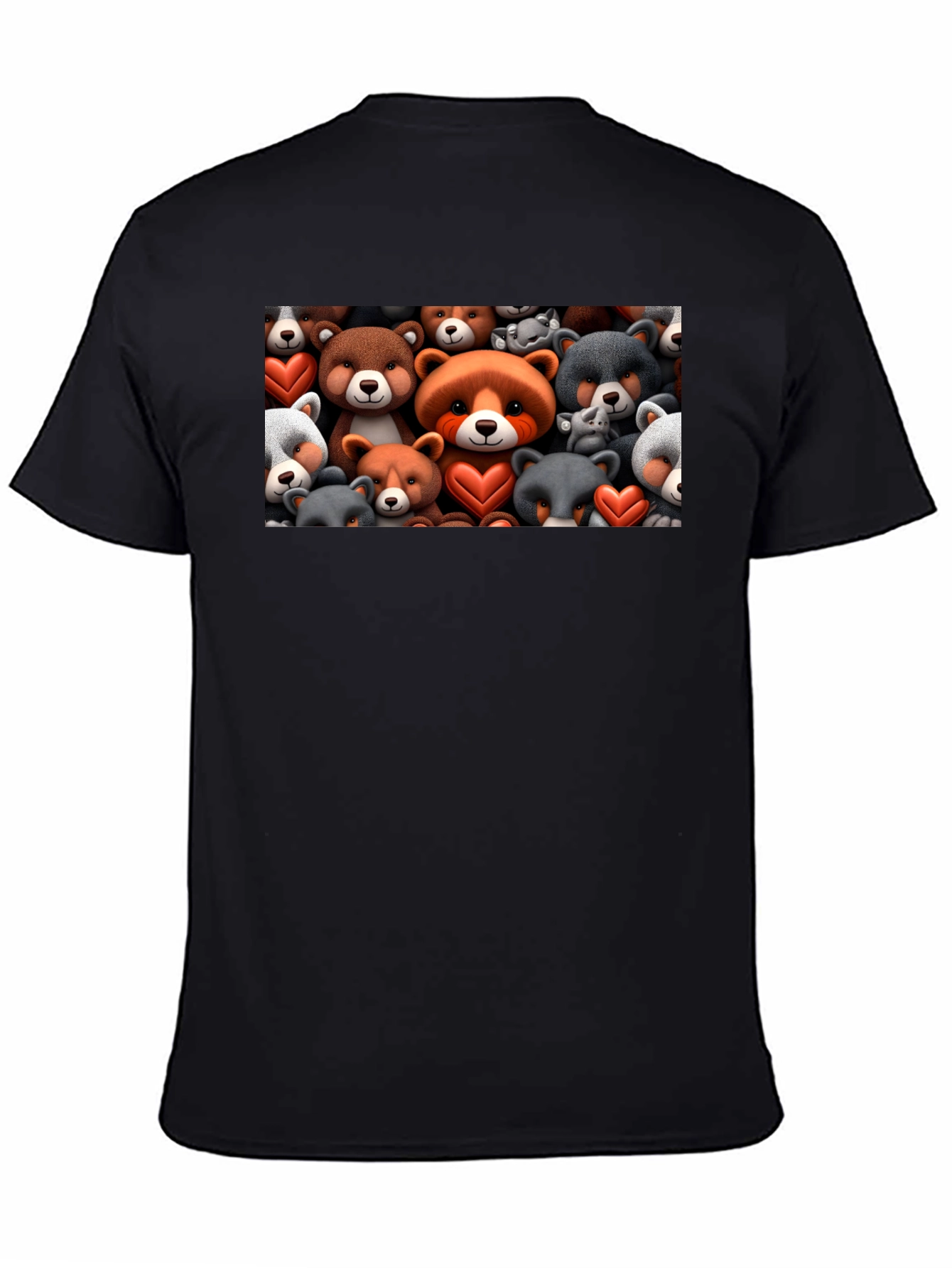 Black Bear Heart T-Shirt - Cute Cartoon Animal Tee view 4