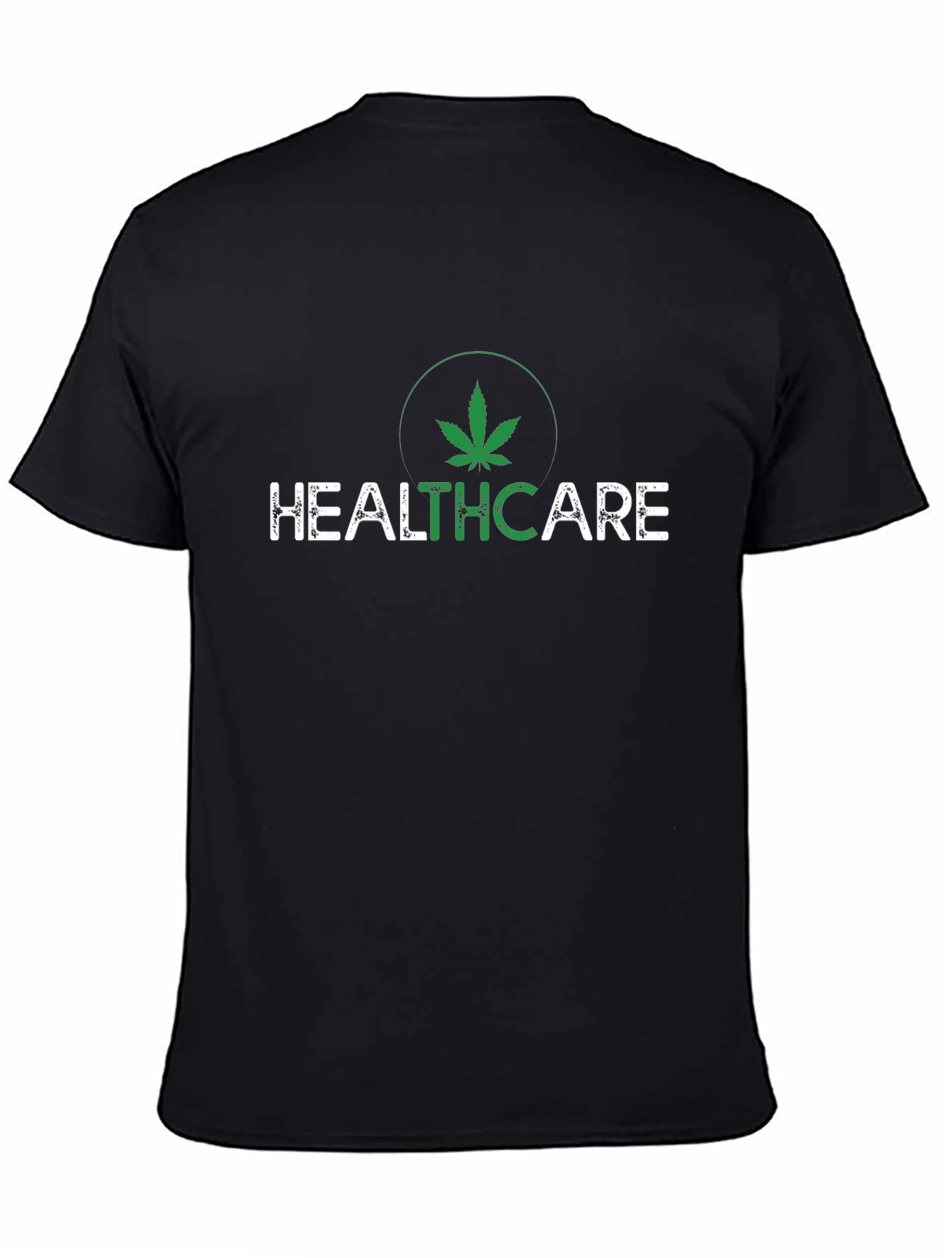 Black Healthcare Graphic Tee - Cannabis Leaf Design view 4