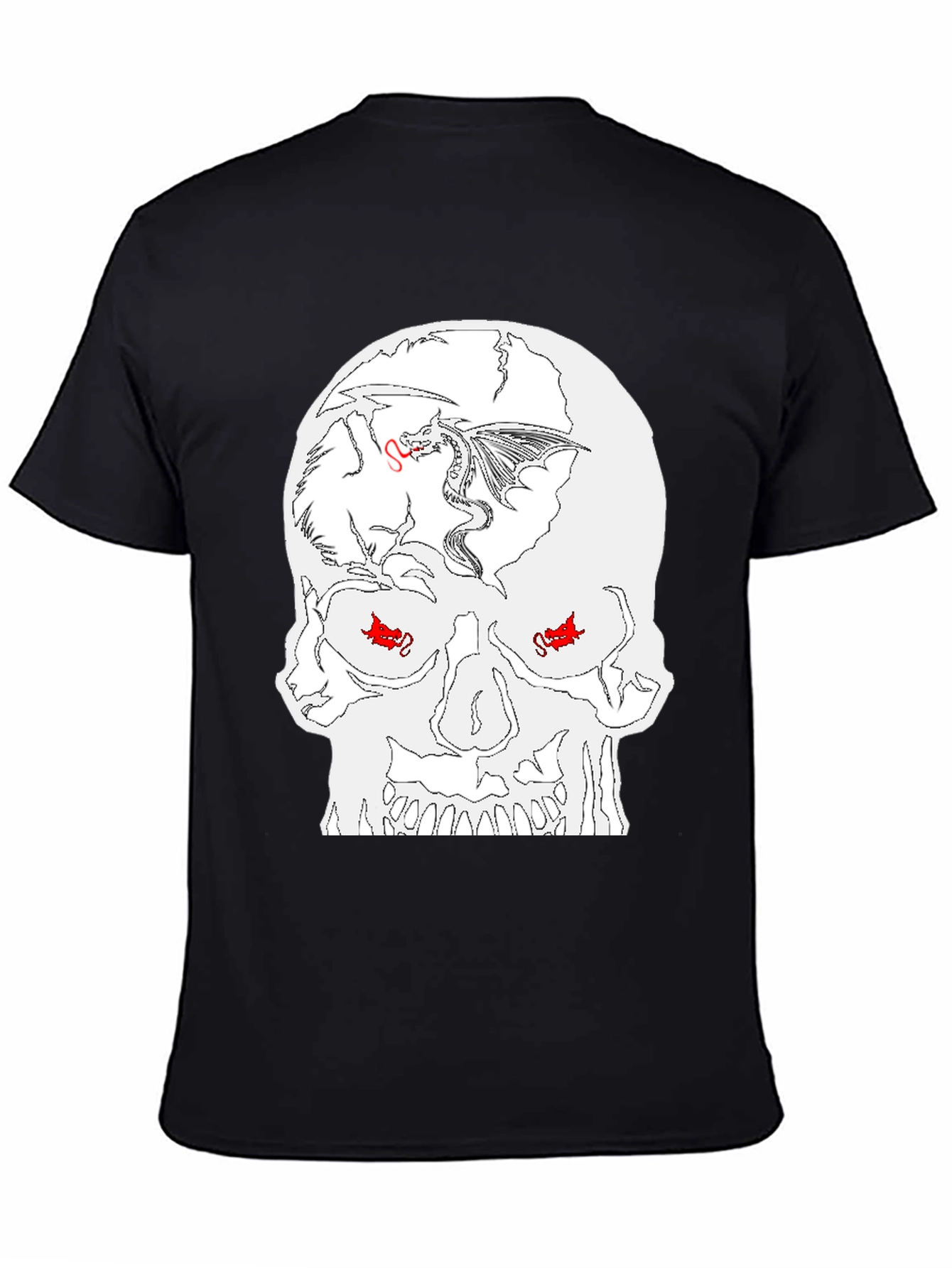 Black Skull Dragon Graphic Tee - Black Cotton Blend view 4