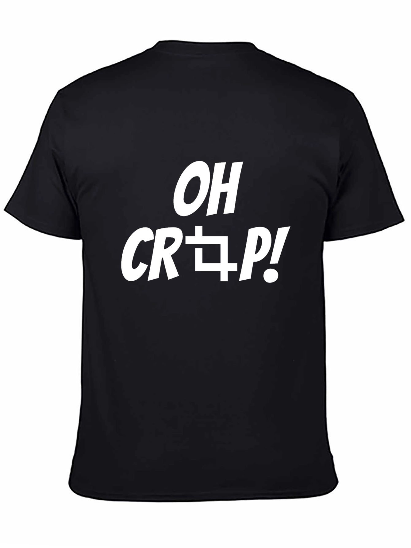 Black Funny "OH CRAP!" Graphic Print Tee - Casual Black T-Shirt view 4