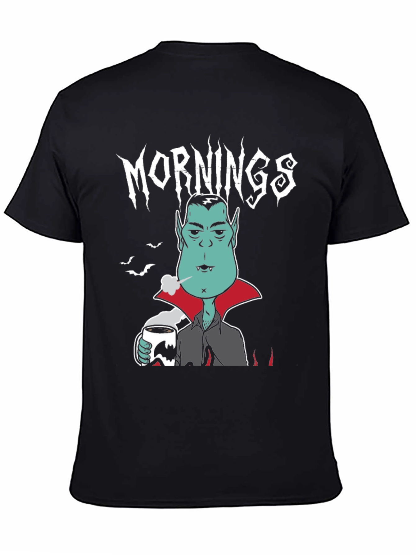 Black Mornings Vampire Graphic Tee - Black Cotton view 4