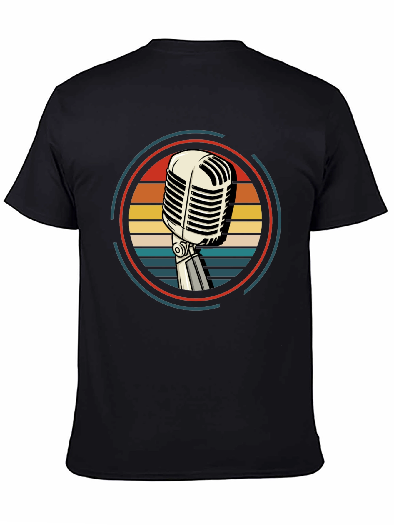 Black Retro Microphone Graphic Tee - Vintage Style view 4