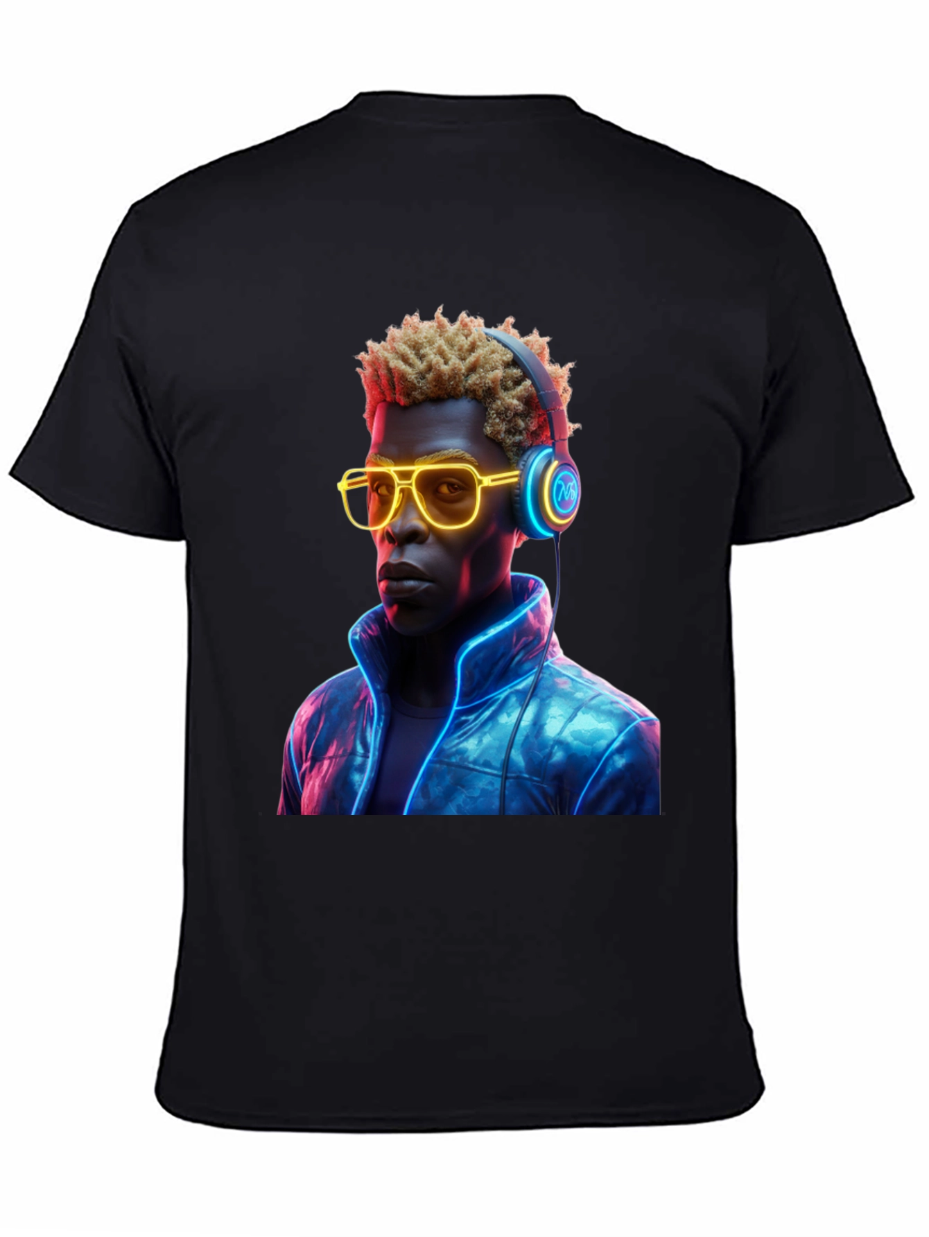 Black Neon Vibes Graphic Tee - Cool Trendy Style view 4