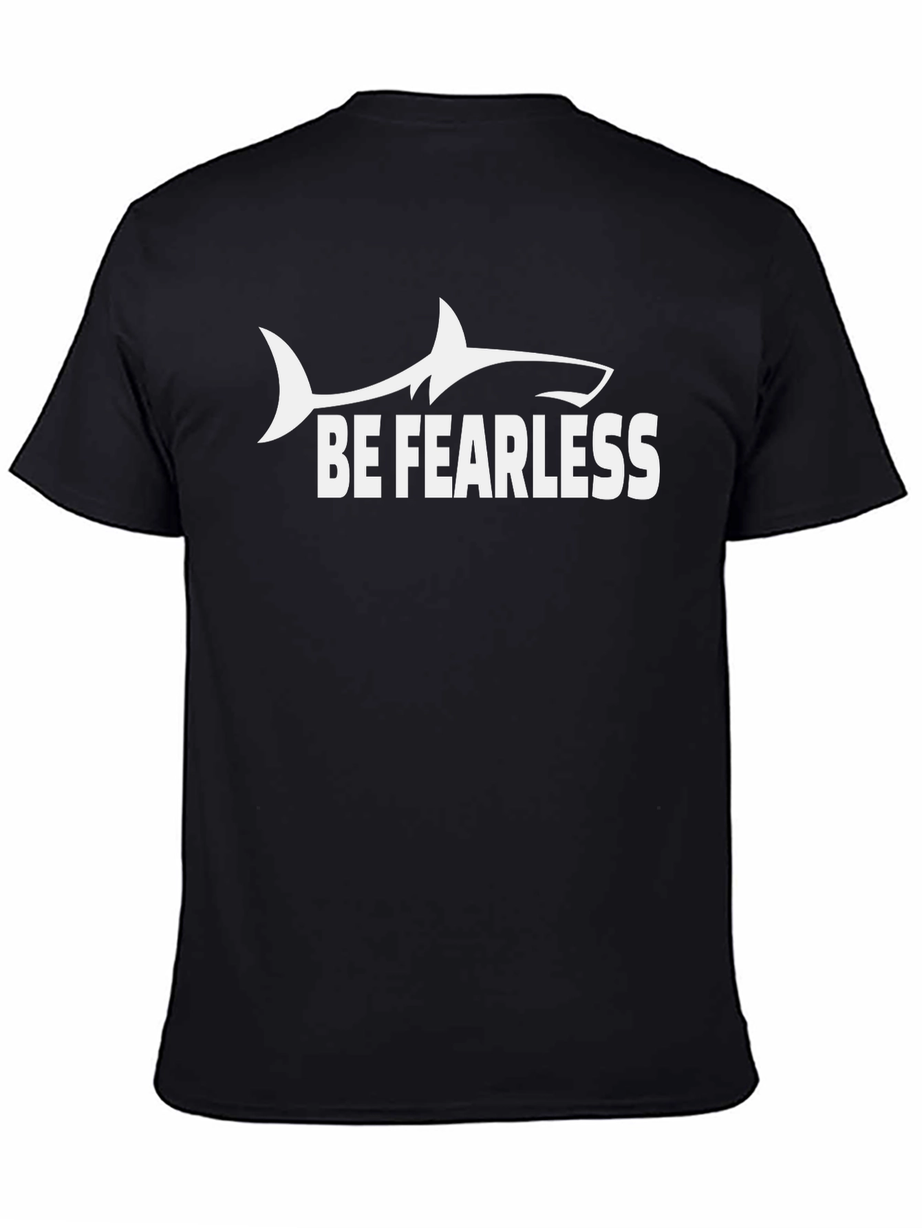 Black Be Fearless Shark Graphic Tee - Black Cotton T-Shirt view 4