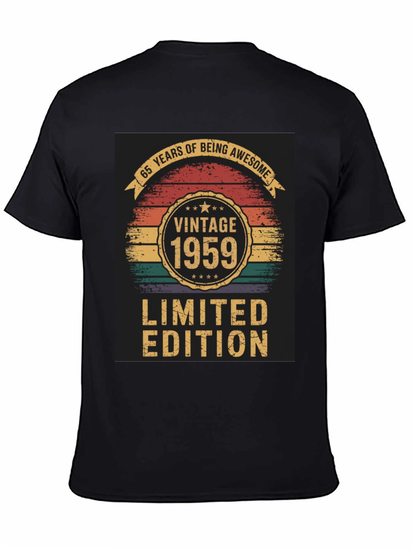 Black Vintage 1959 Limited Edition 65th Birthday T-Shirt view 4