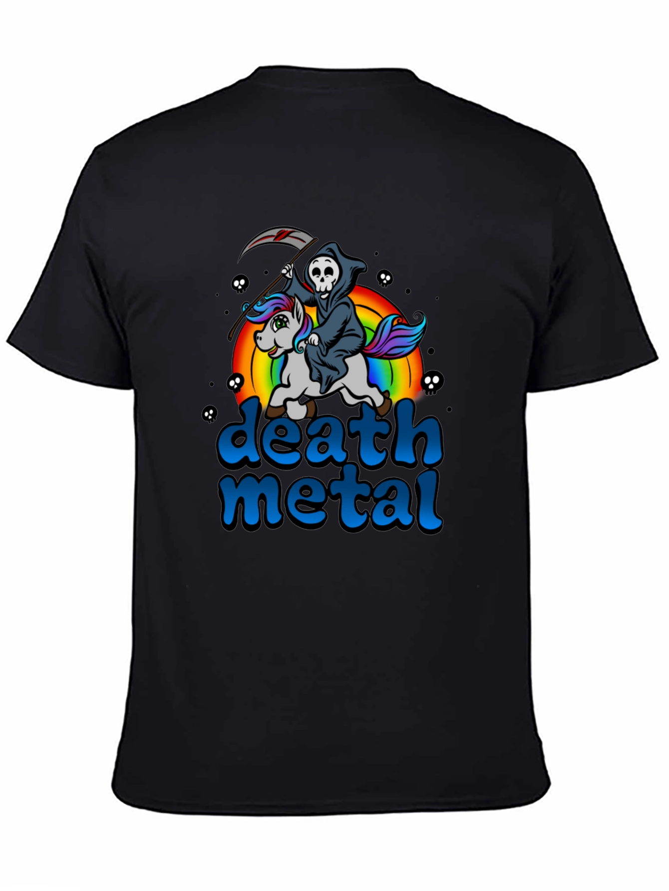 Black Death Metal Unicorn T-Shirt view 4