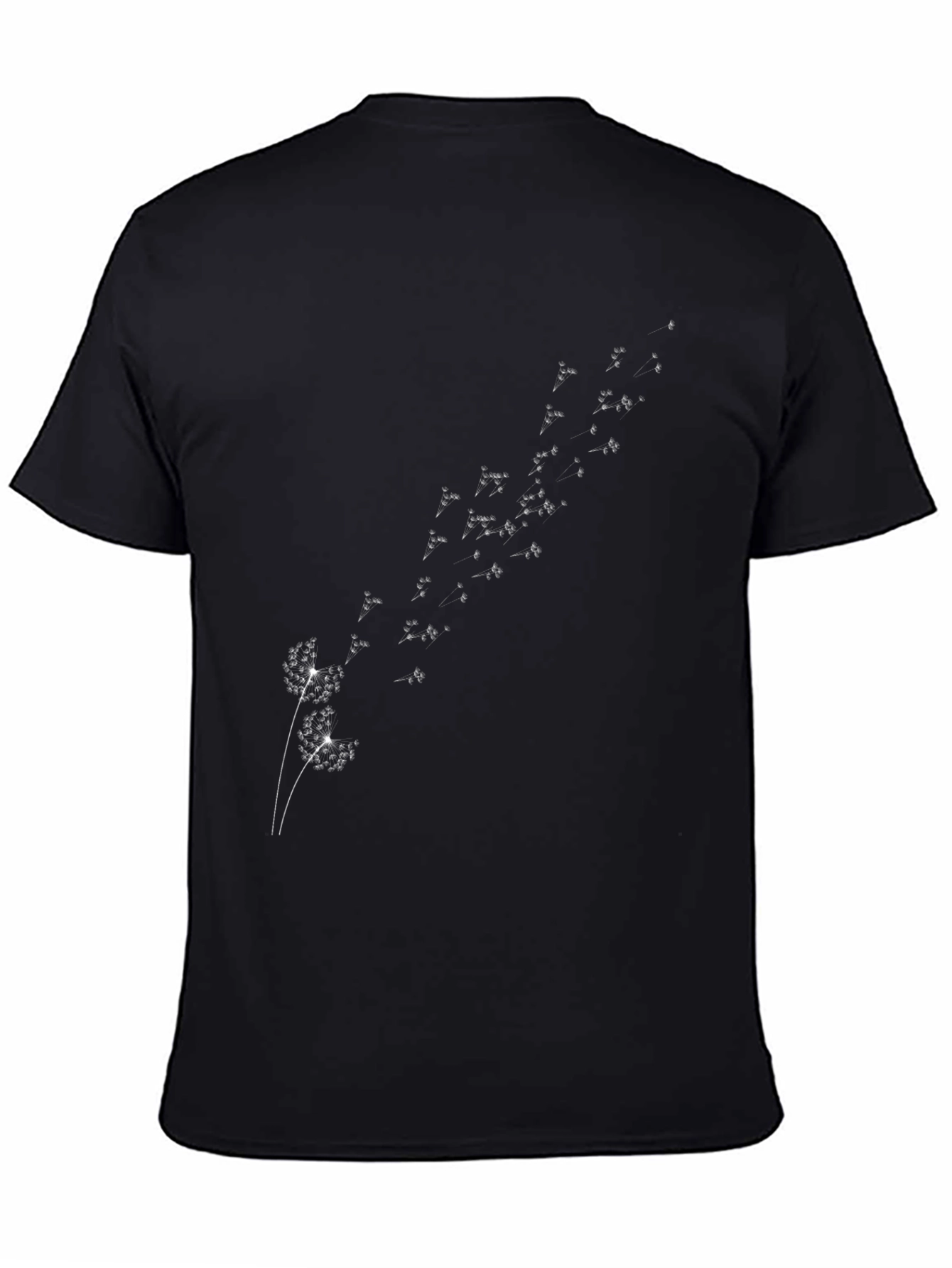 Black Dandelion Print Black T-Shirt view 4