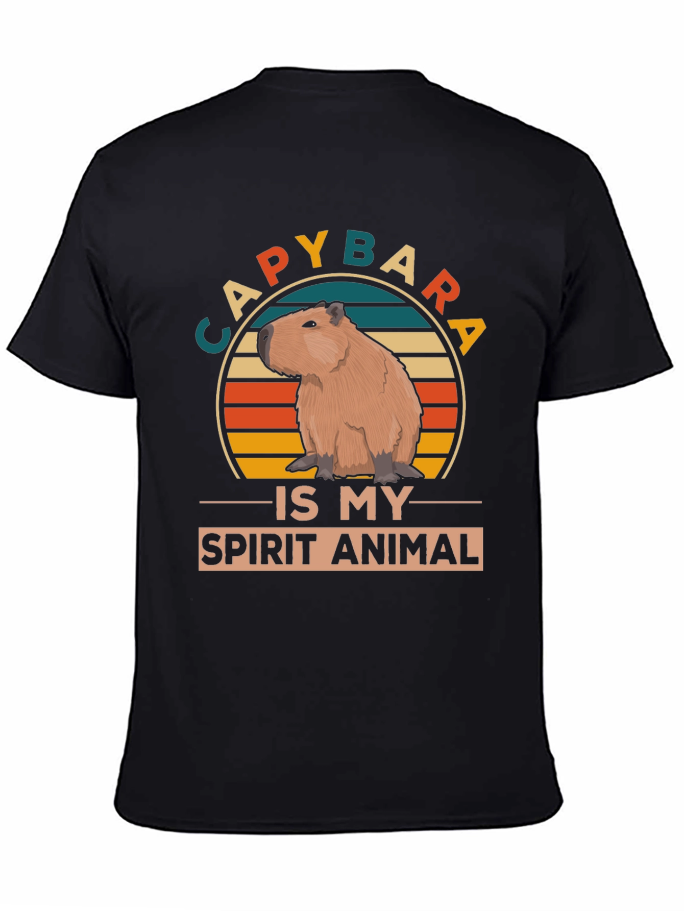 Black Capybara Spirit Animal Graphic Tee view 4
