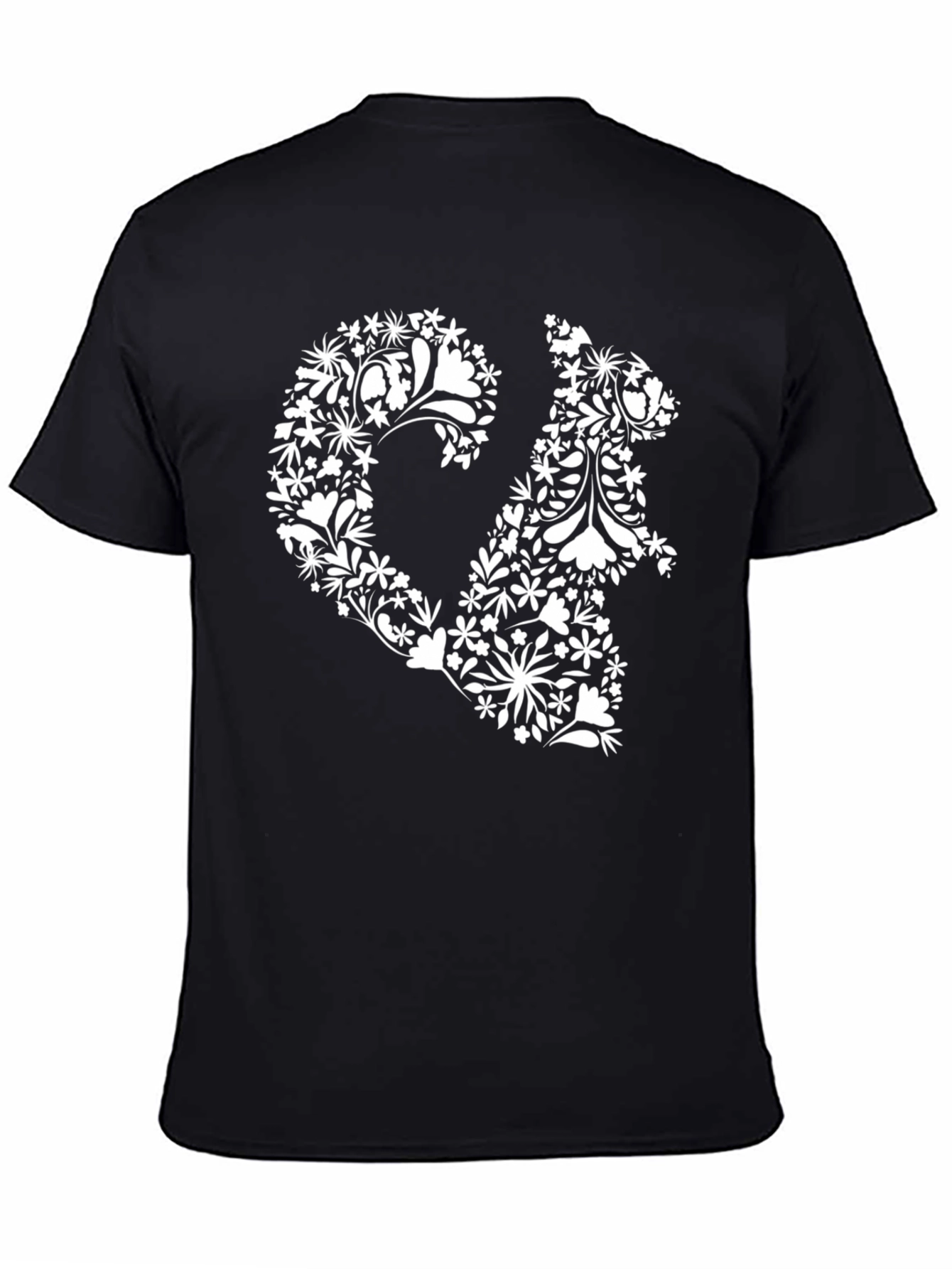 Black Floral Squirrel Graphic Tee - Unique Nature Inspired Design view 4