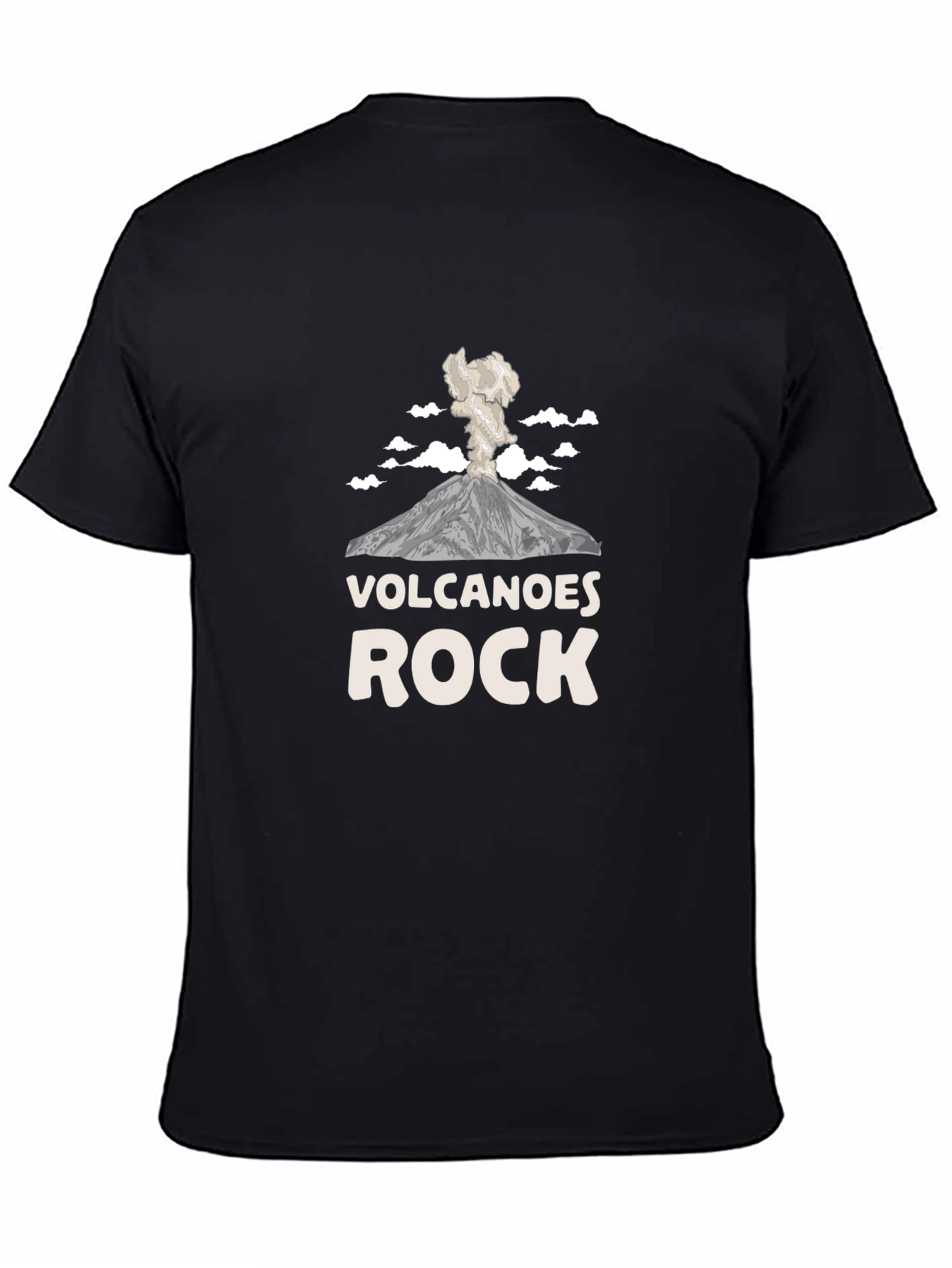 Black Volcanoes Rock Graphic Tee - Black Cotton T-Shirt view 4