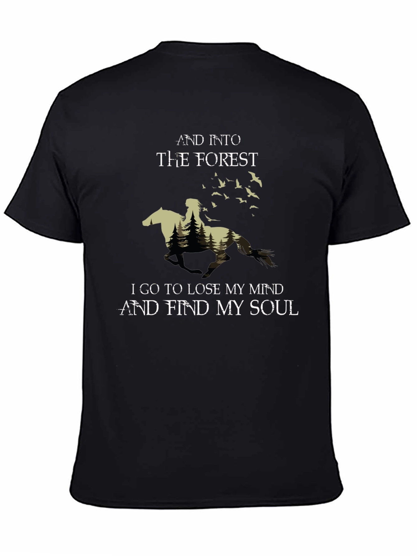 Black And Into the Forest Horse T-Shirt view 4