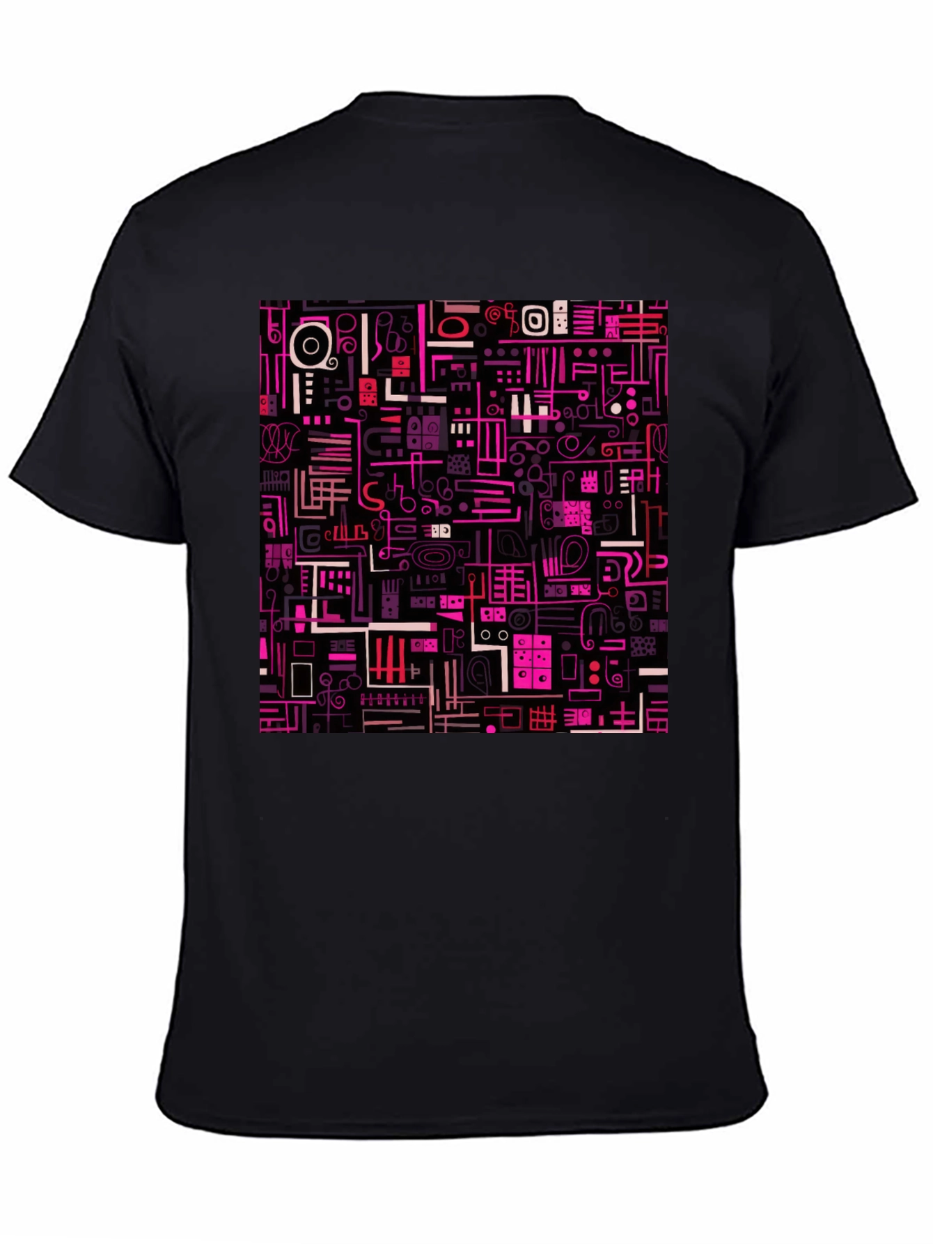 Black Abstract Pattern Print Black T-Shirt view 4