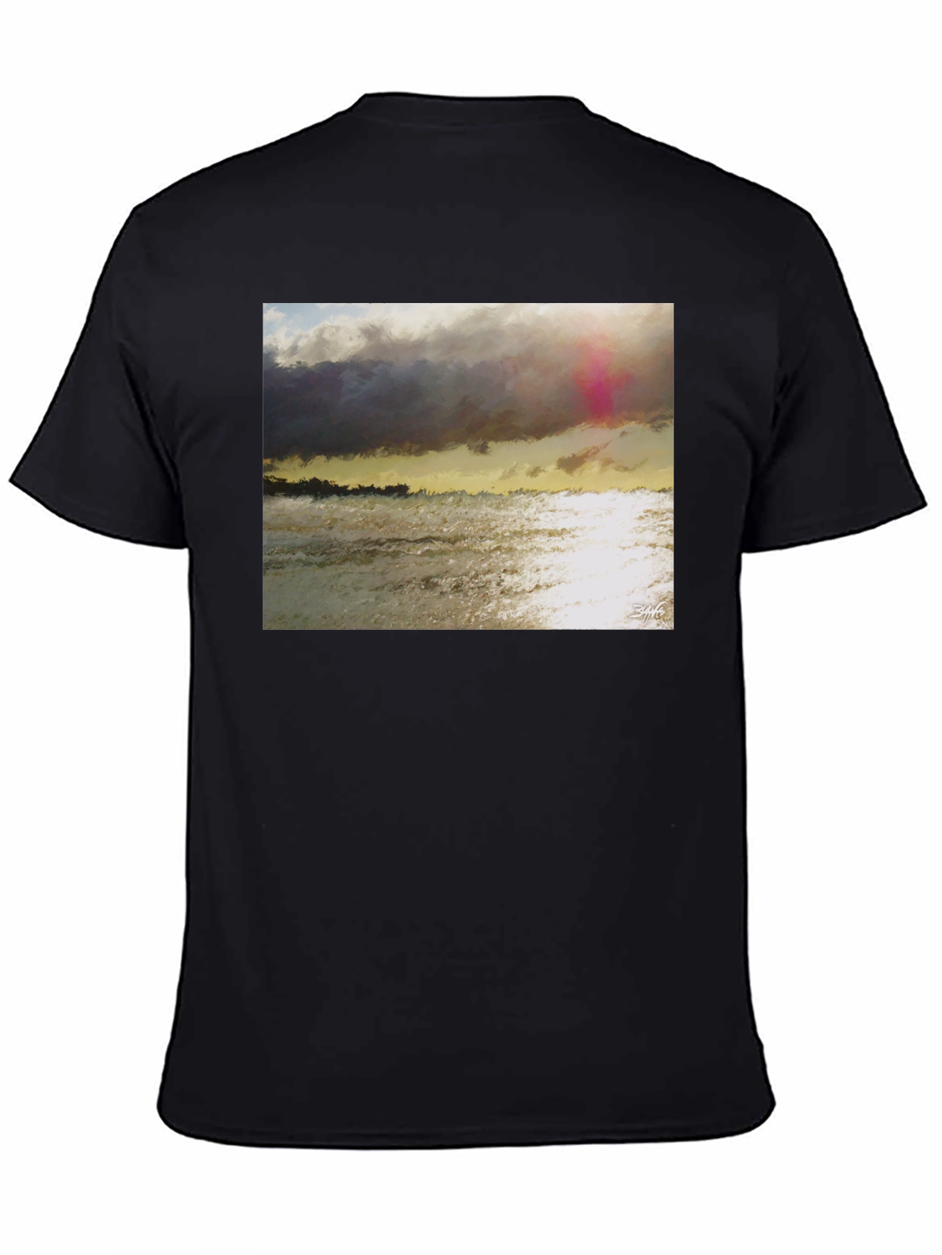 Black Ocean Sunset Graphic T-Shirt - Soft Cotton Blend view 4