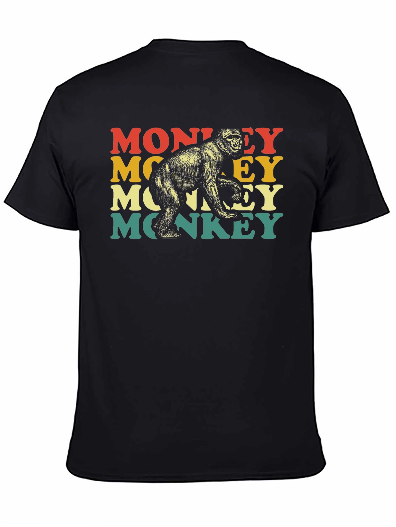 Black Retro Monkey T-Shirt - Cool Animal Graphic Tee view 4