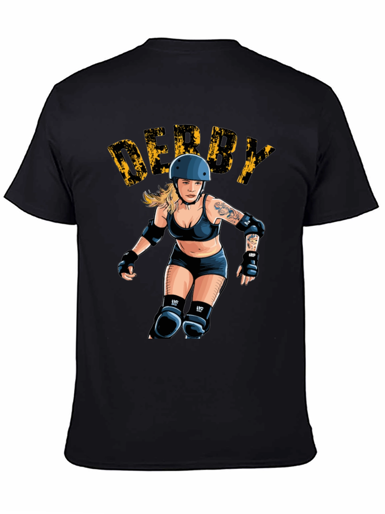 Black Derby Girl Graphic T-Shirt - Roller Derby Tee view 4