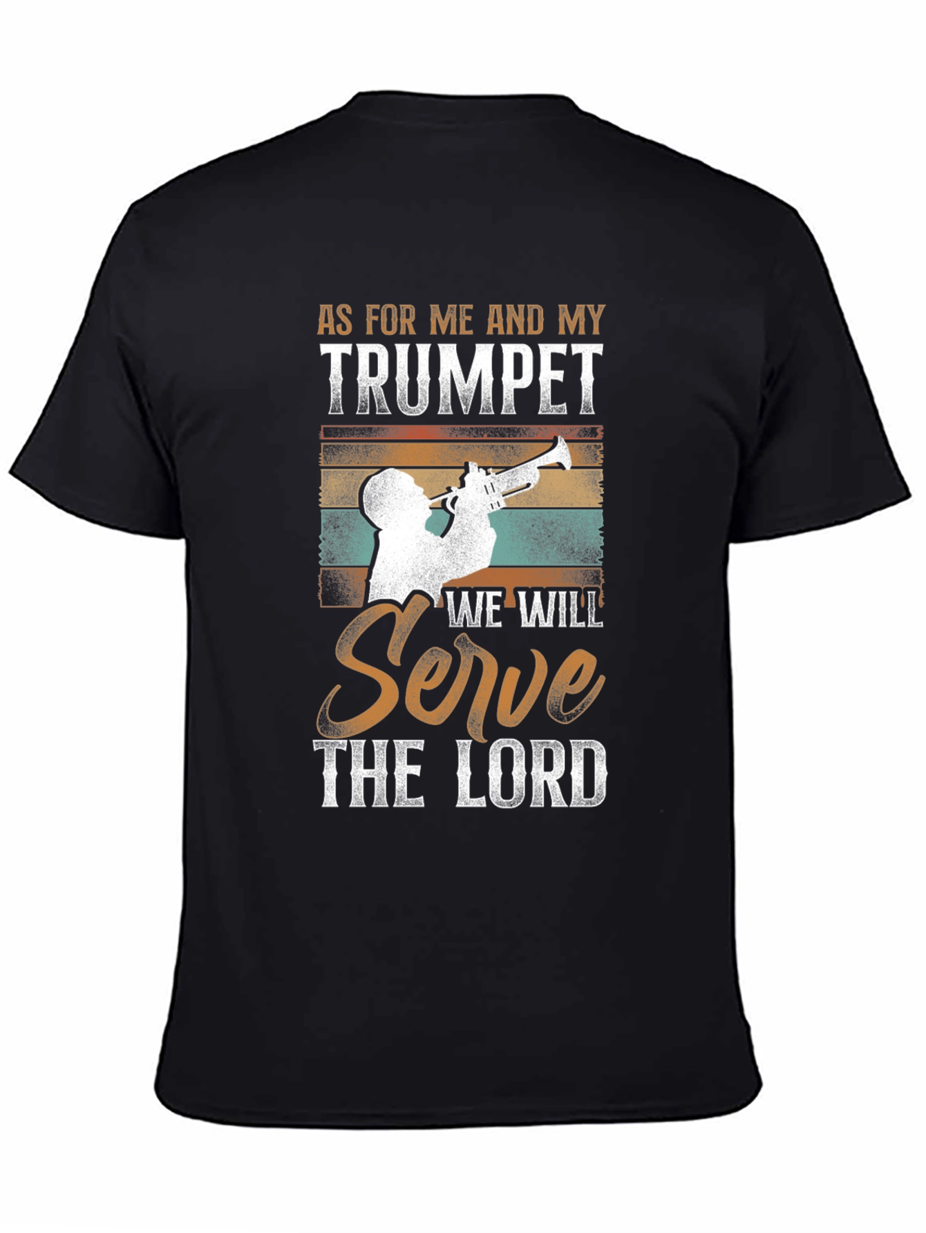 Black Trumpet Player T-Shirt - Religious Music Tee view 4