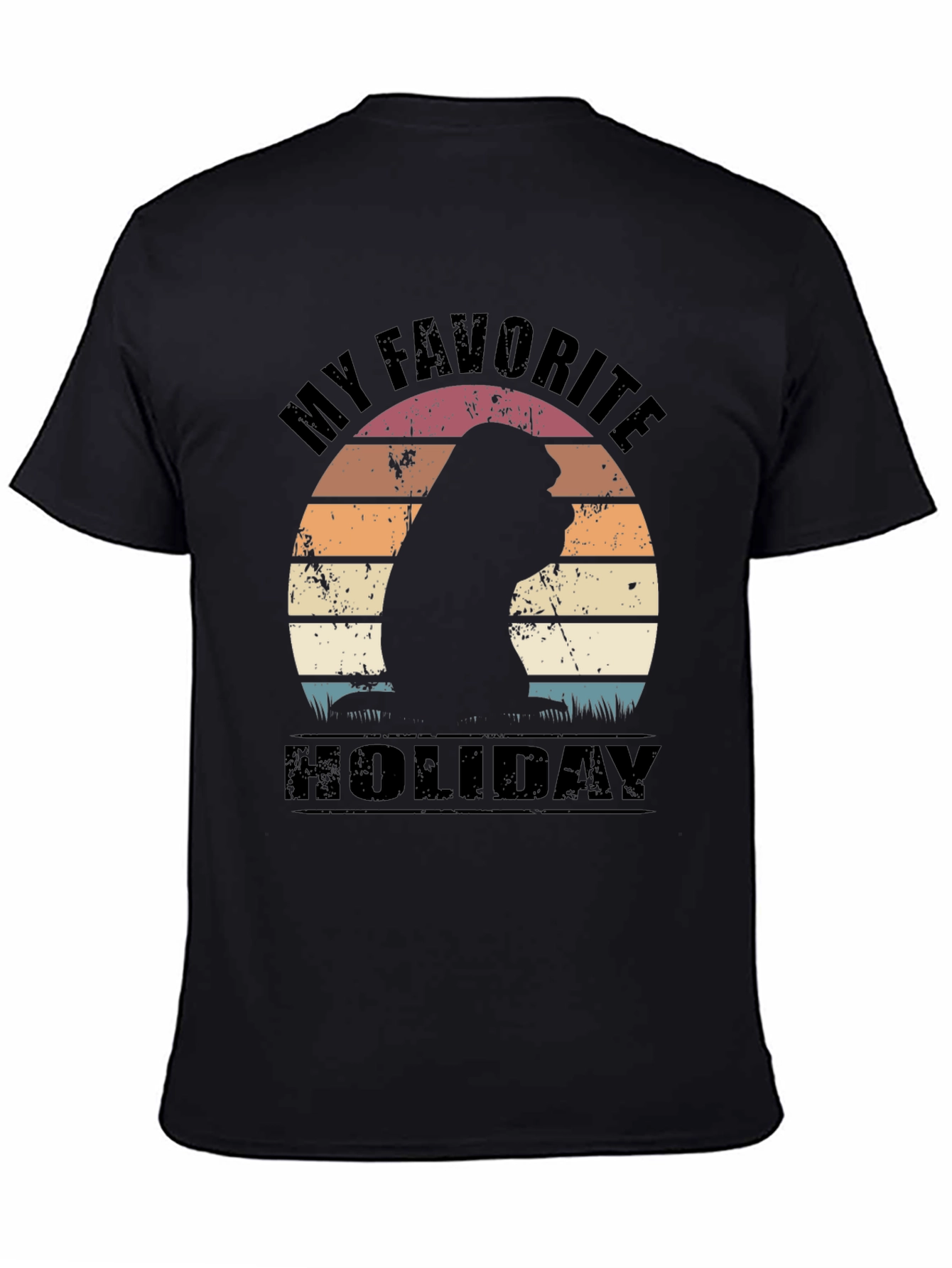 Black My Favorite Holiday T-Shirt Vintage Sunset Orangutan Tee view 4