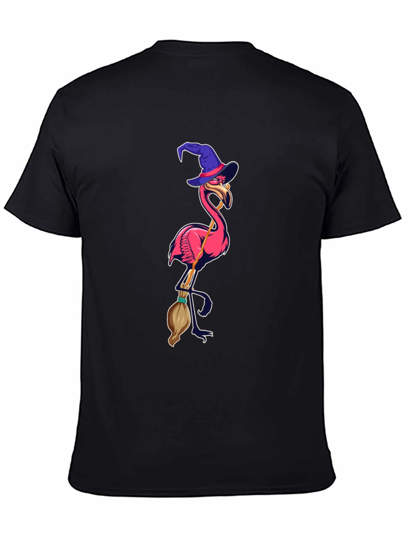 Black Witch Flamingo Graphic Tee - Black Cotton T-Shirt view 4