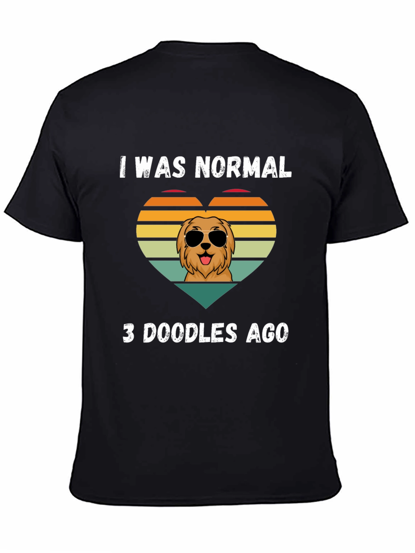 Black I Was Normal 3 Doodles Ago T-Shirt view 4