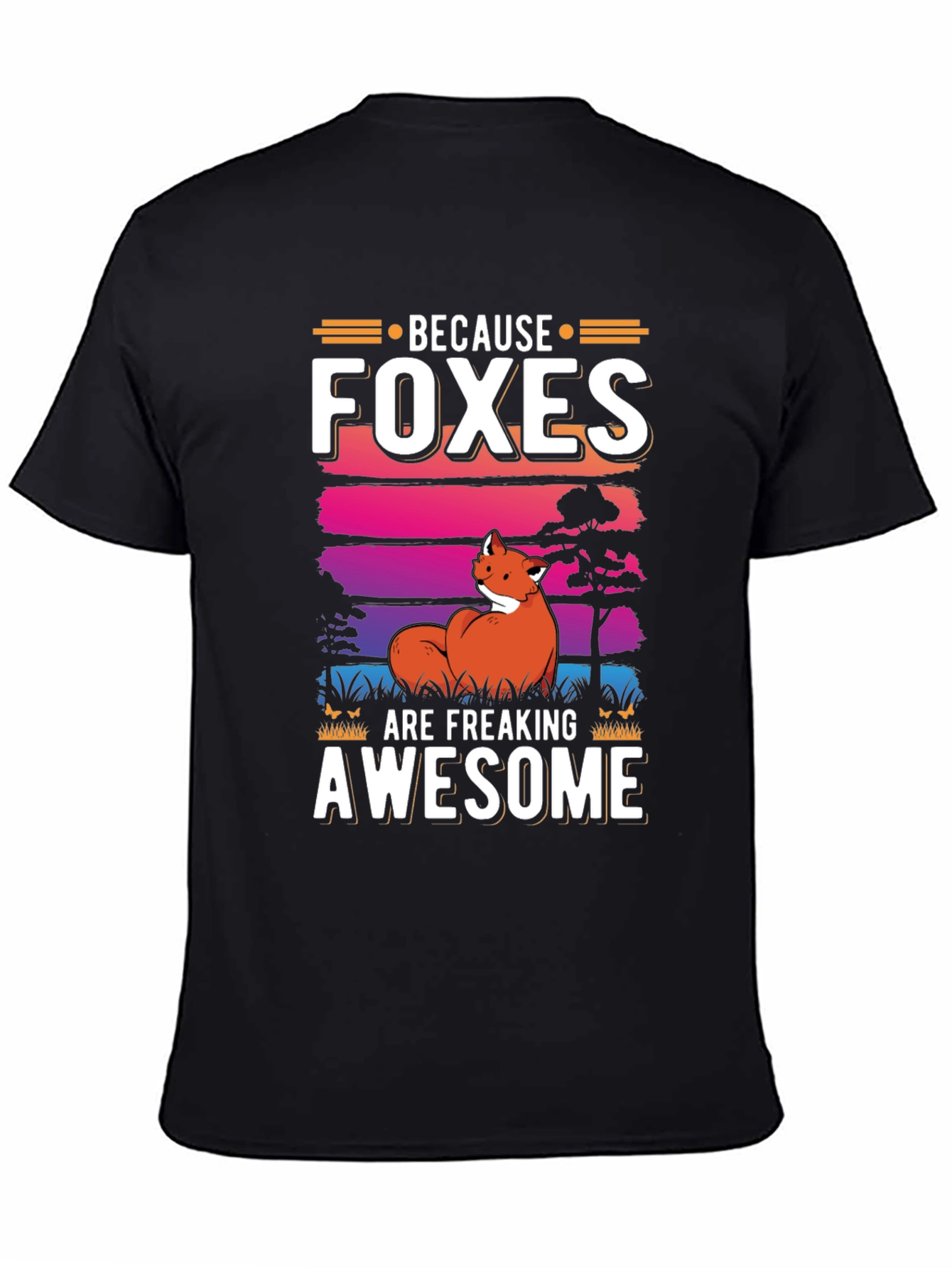 Foxes Are Awesome Graphic Tee - Unisex Black Shirt - 4